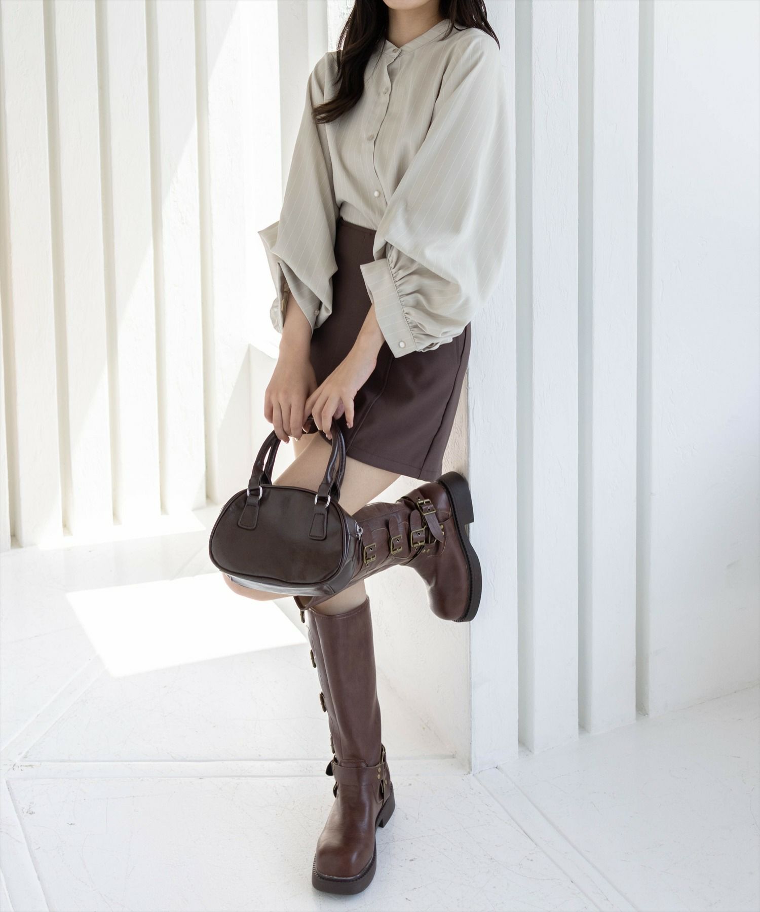 161cm/グレージュ着用