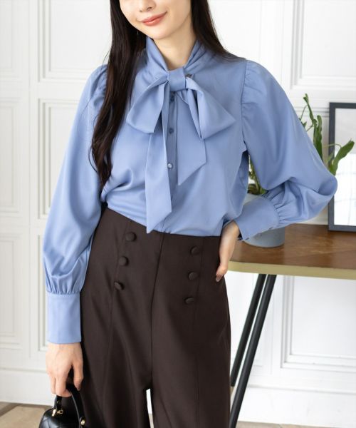 CLEAR BASIC ボウタイリボン長袖ブラウス[CL9416] | レディース
