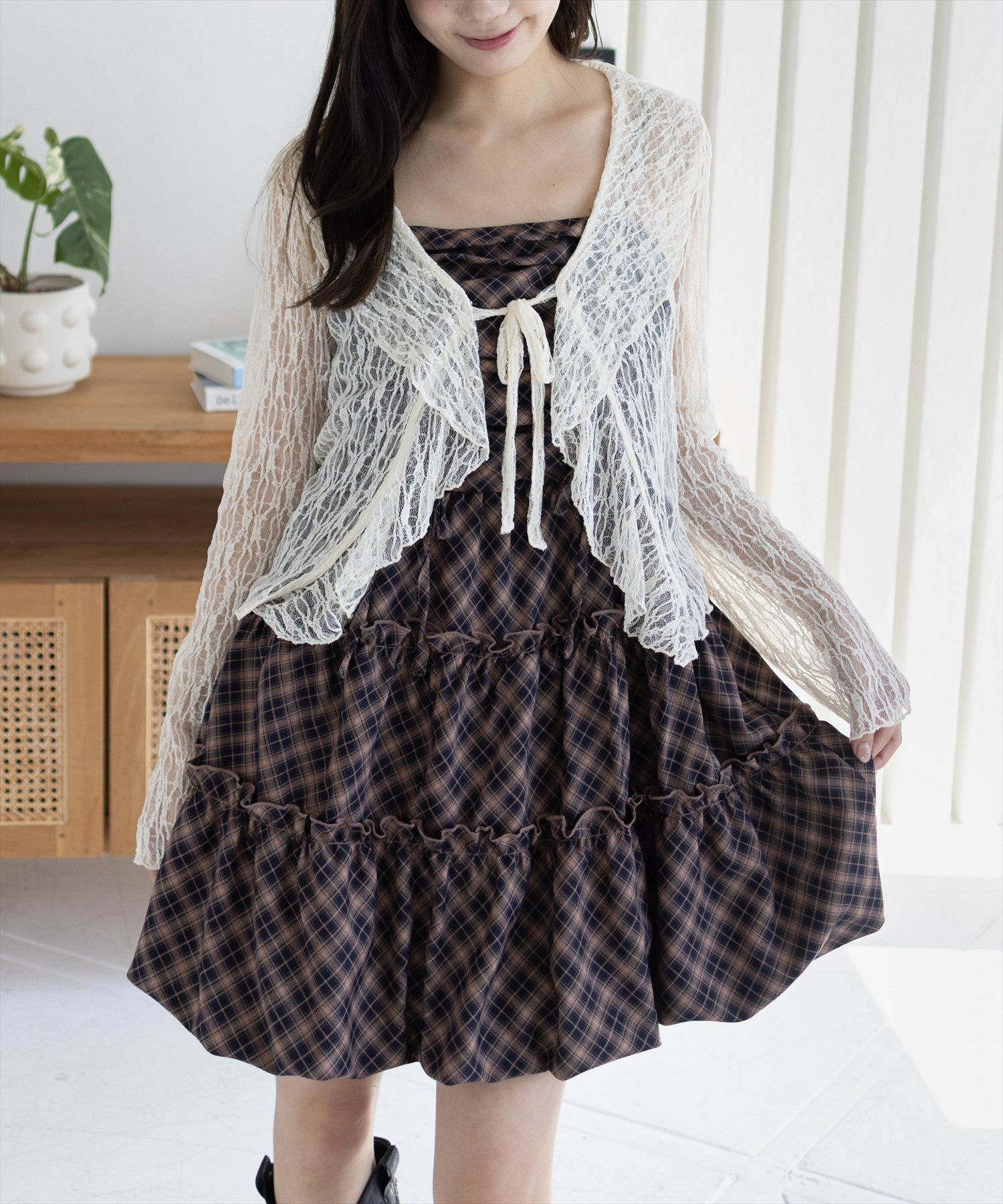 161㎝/ブラック×チェック