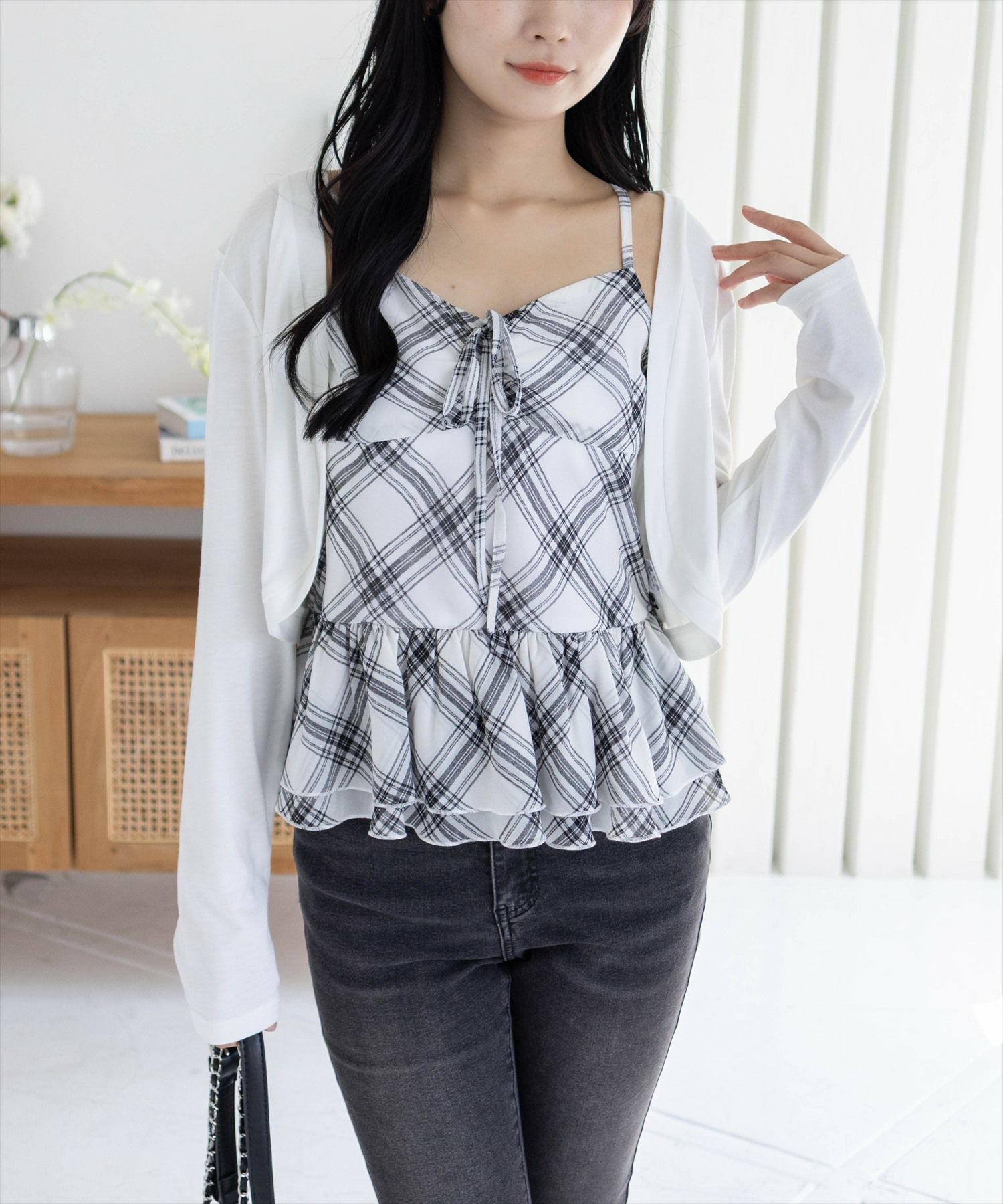 チェックメイトセット clear≪AW新作≫チェック柄ビスチェ＆カットボレロセット[CL9393