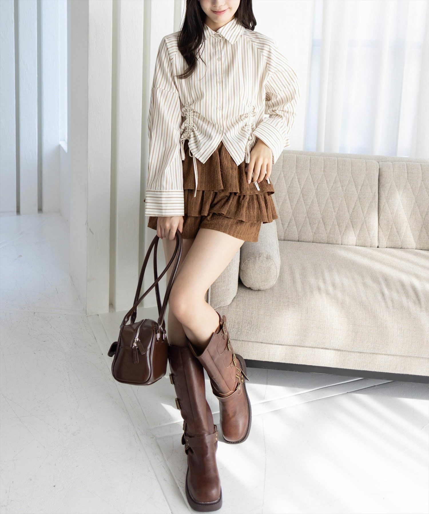 161cm/アイボリー着用