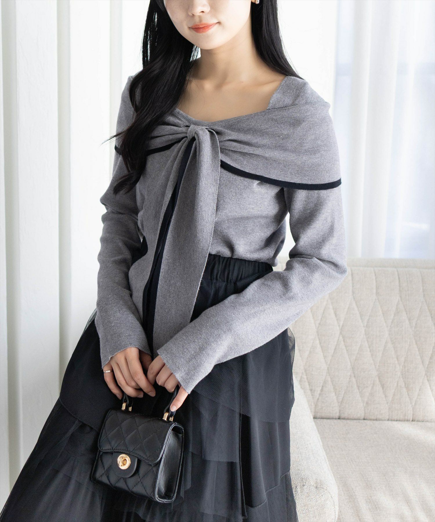 clear ワンポイント刺繍半袖ショート丈ニットトップス[CL8106