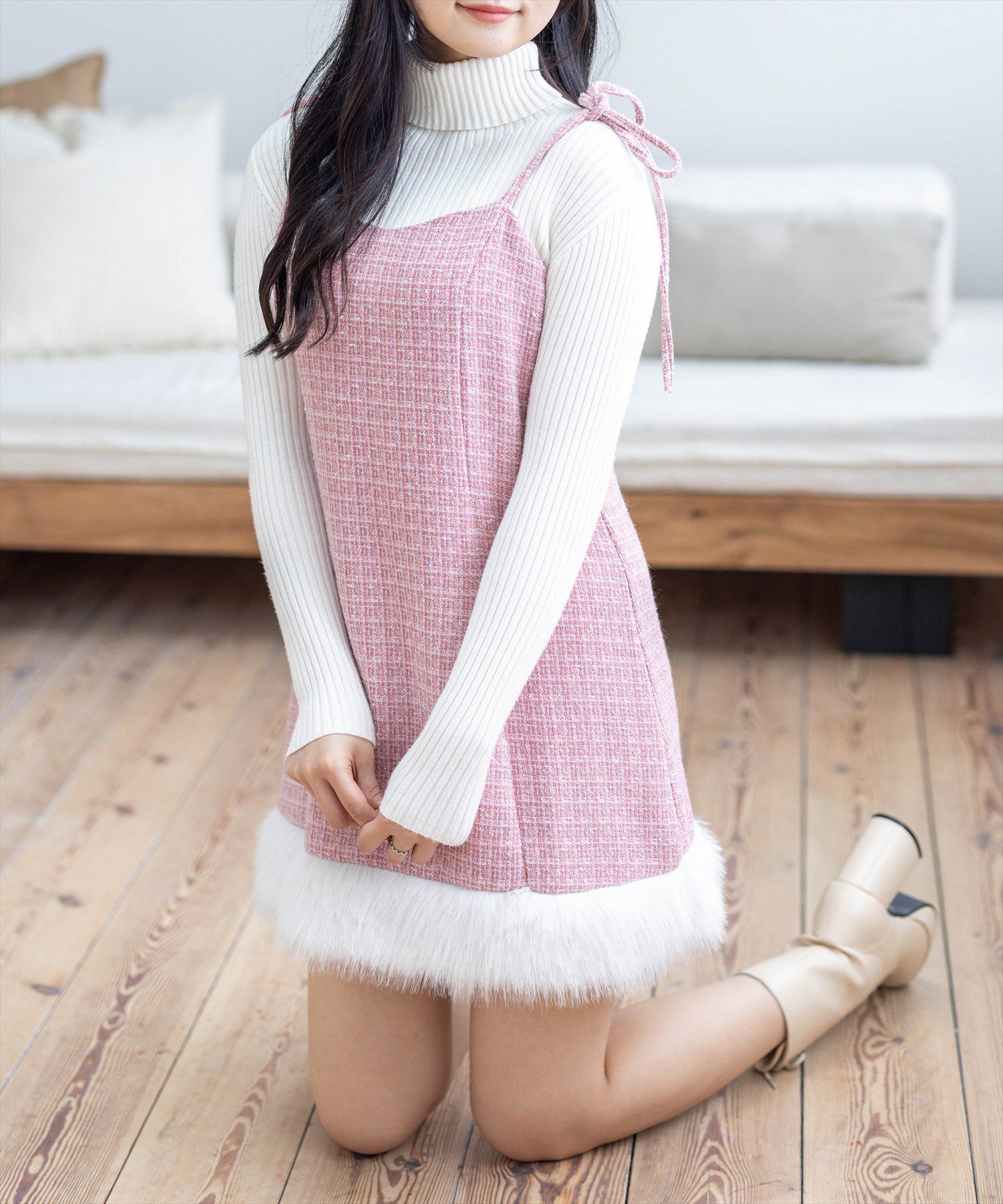 clear ファーツイードミニキャミワンピース[CL9397] | レディース