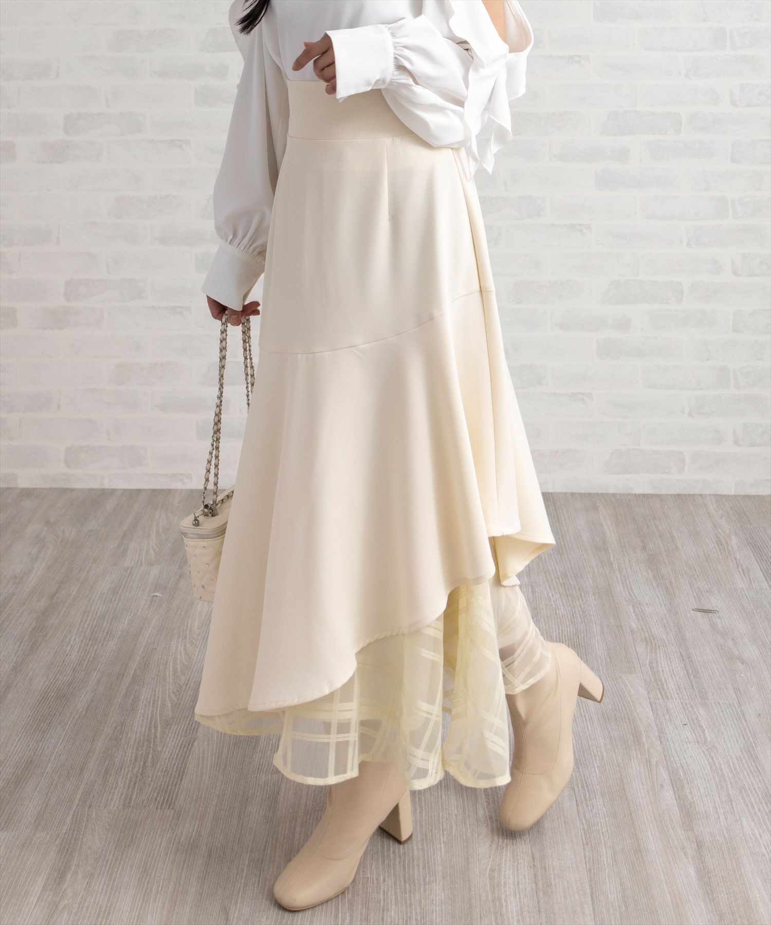 CLEAR BASIC≪AW新作≫シアーチェックドッキングアシンメトリー