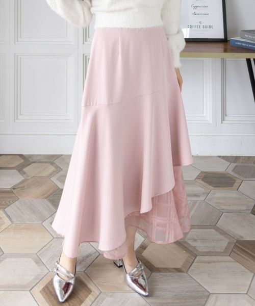 AURALEE オーラリー シアー スカートPINK BEIGE 美品 CLEAR BASIC≪AW新作/新色追加≫シアーチェックドッキング