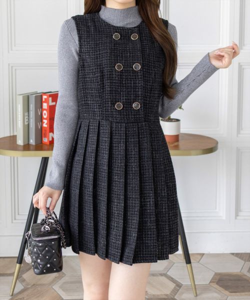 clear≪AW新作≫ツイードプリーツミニワンピース[CL9462] | レディース