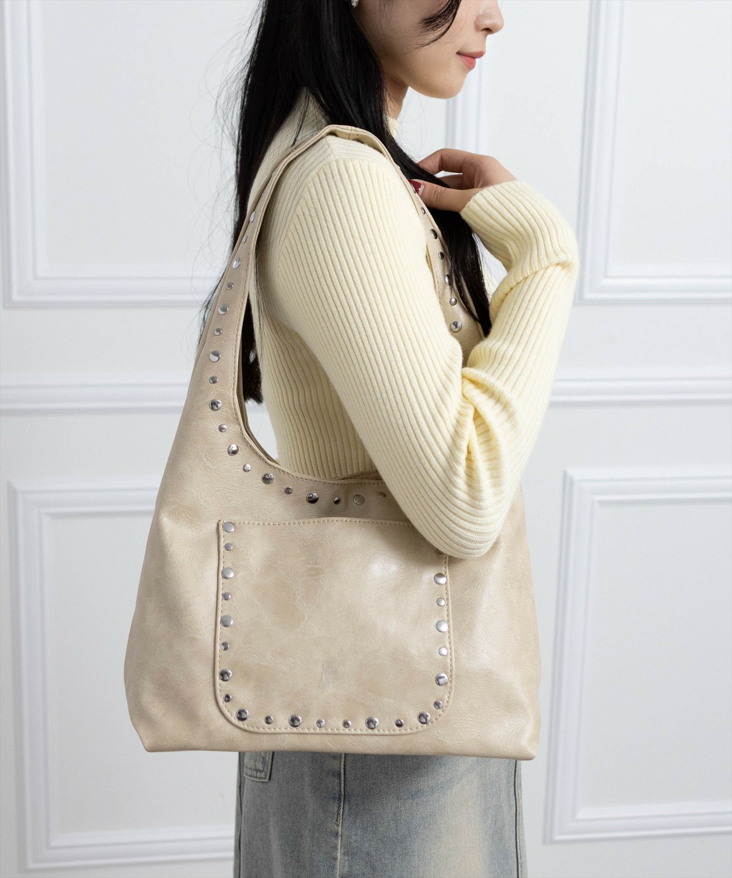 162cm/アイボリー着用