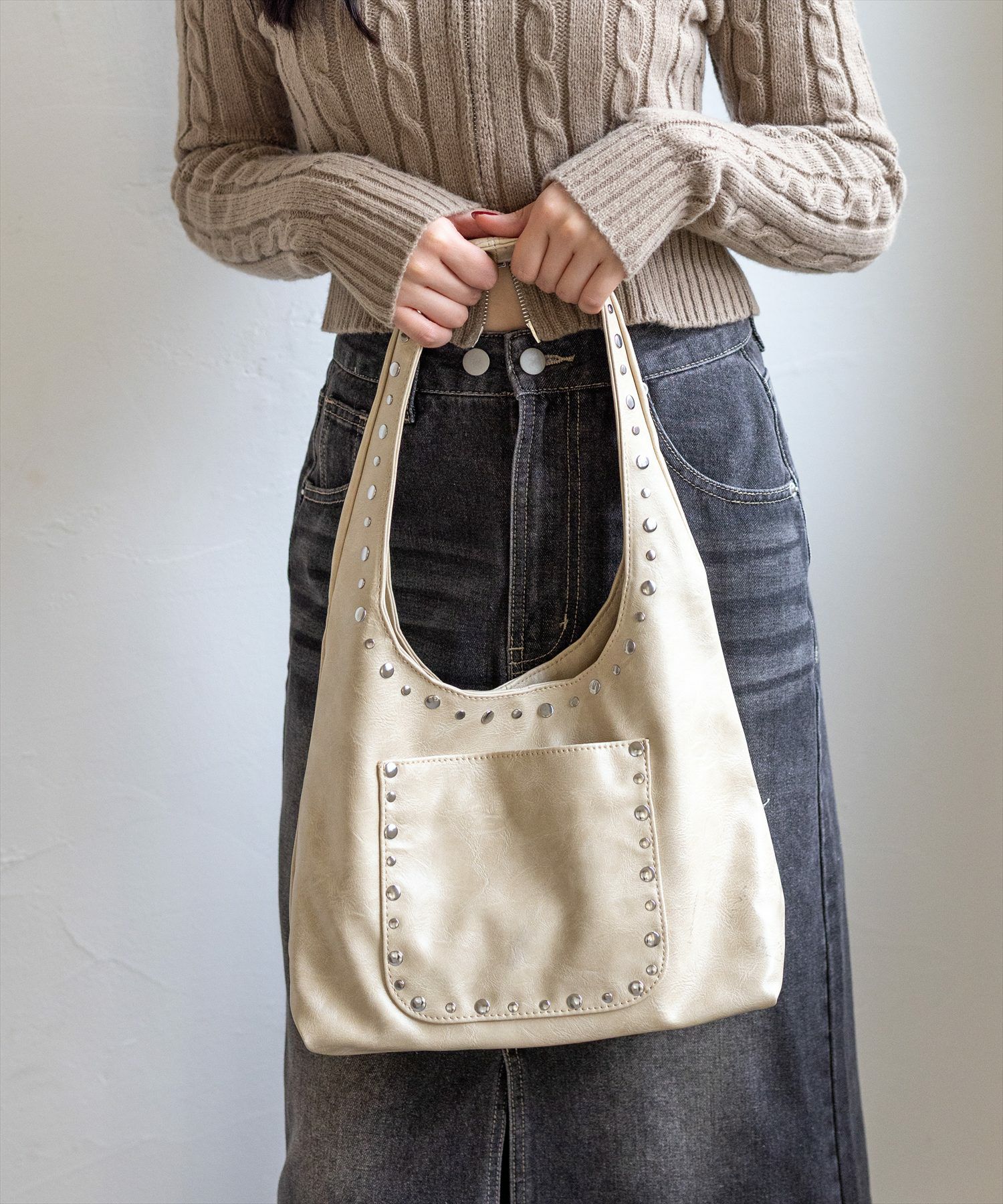 162cm/アイボリー着用