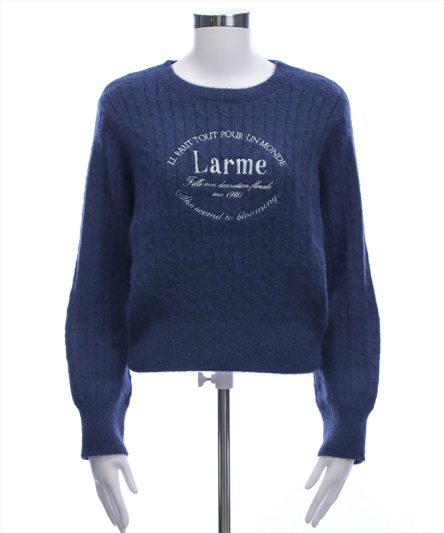 clear フロント刺繍シャギーケーブルニットトップス[CL9320