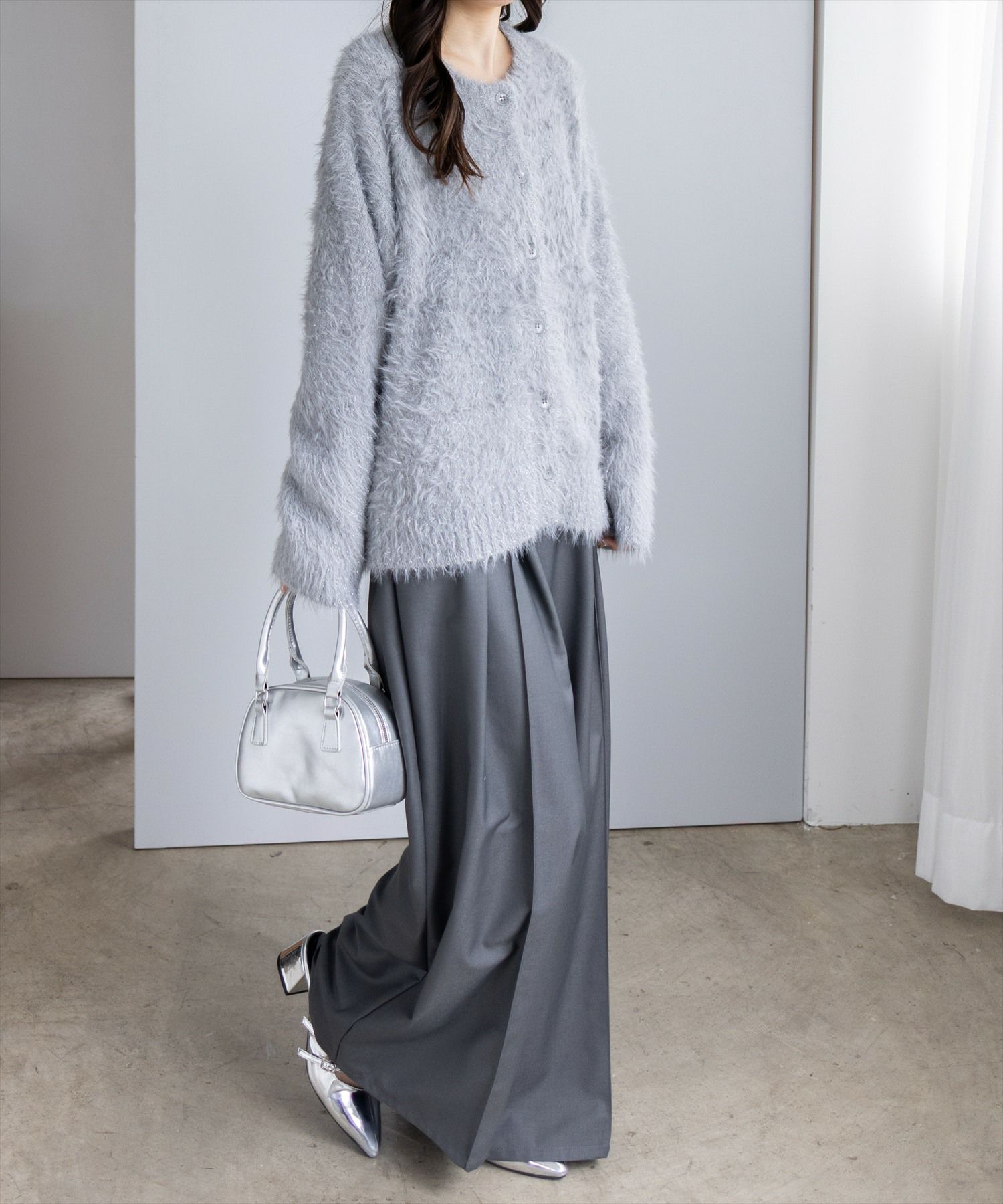 CLEAR BASIC≪AW新作/再入荷≫グリッターフェザーニットロング