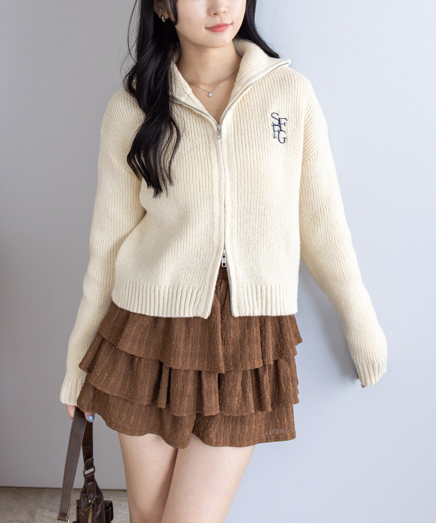 clear ダブルジップニットトップス[CL9323] | レディースファッション