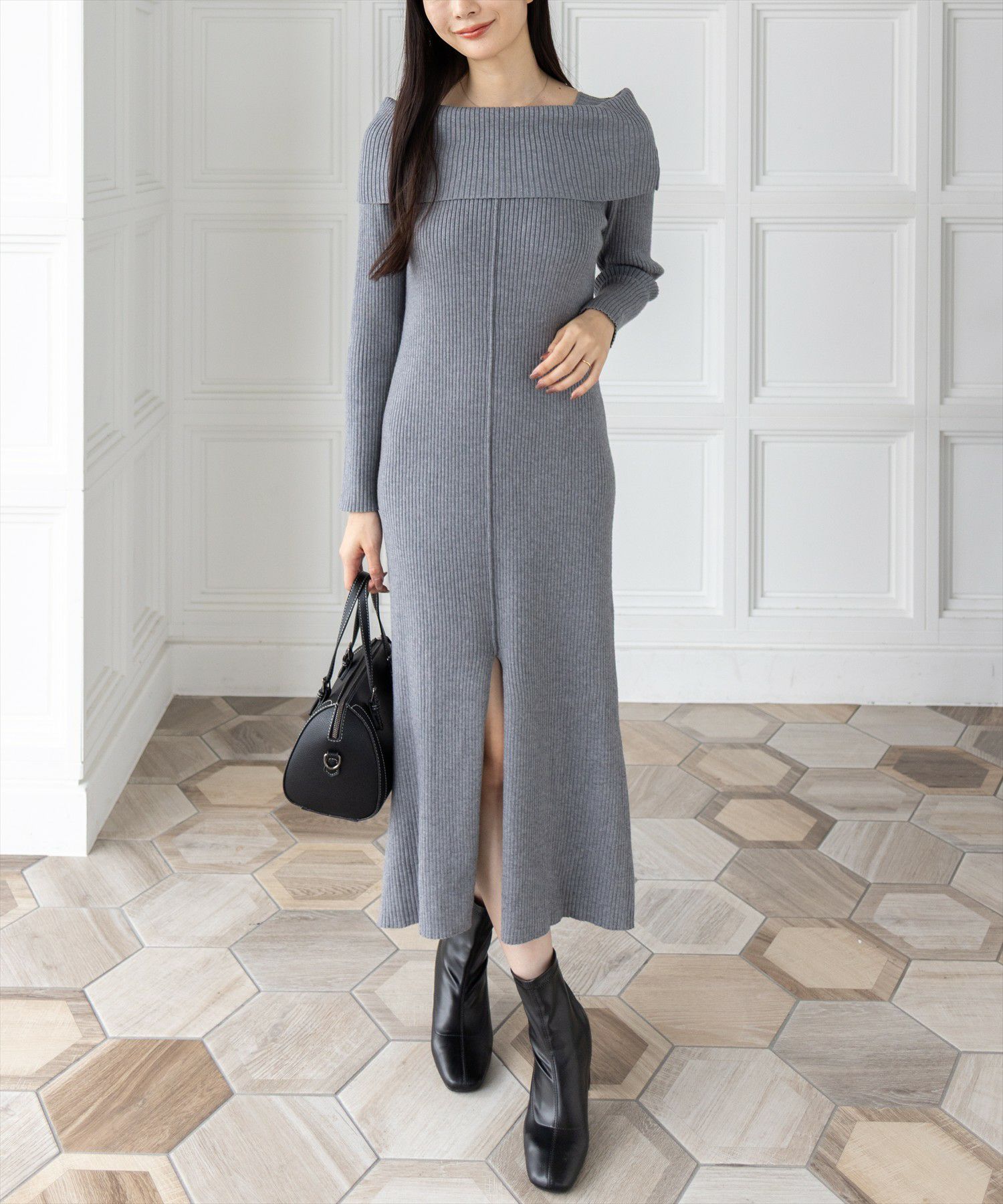 CLEAR BASIC≪AW新作≫オフショル風ニットワンピース[CL9339