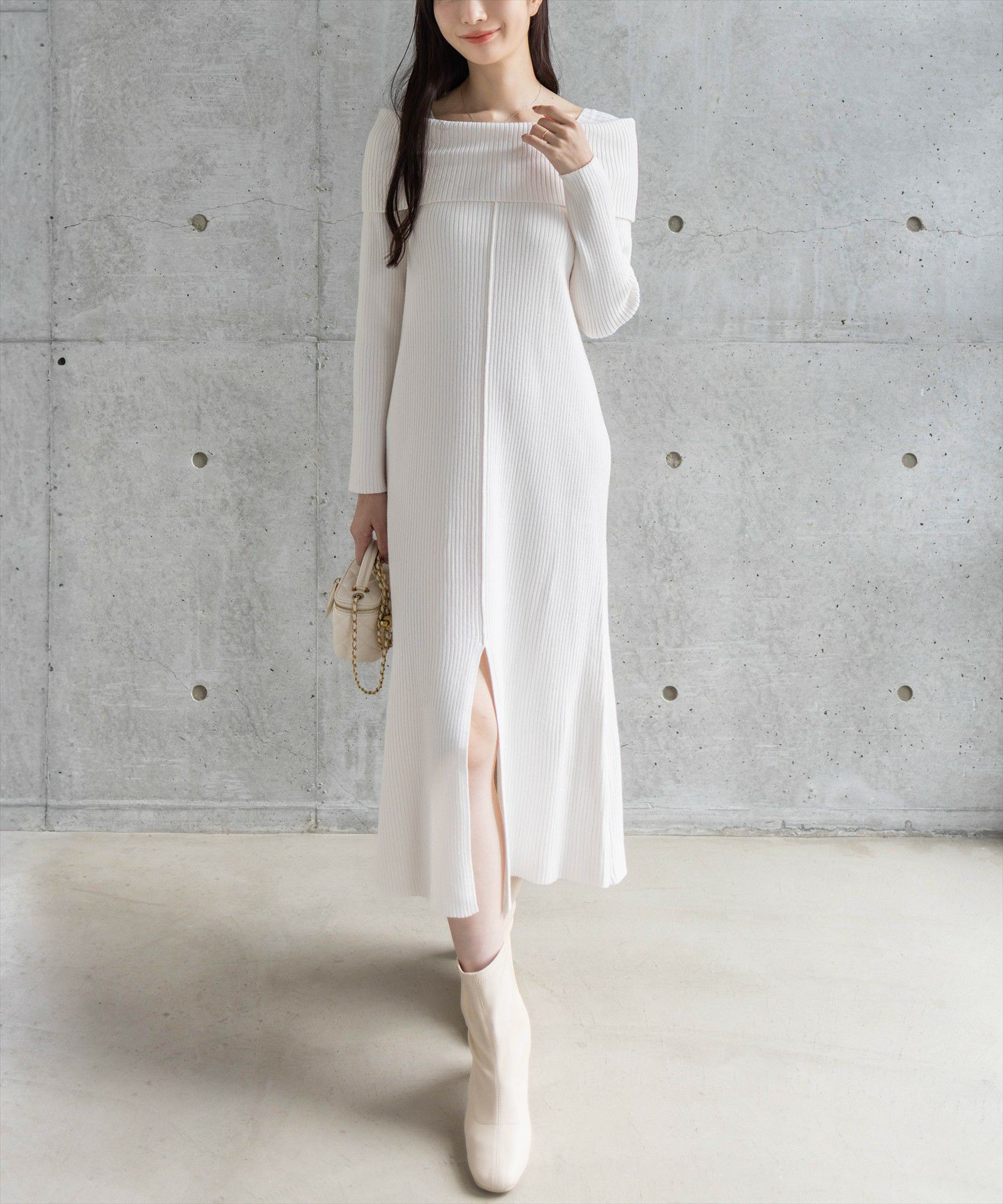 CLEAR BASIC≪AW新作≫オフショル風ニットワンピース[CL9339