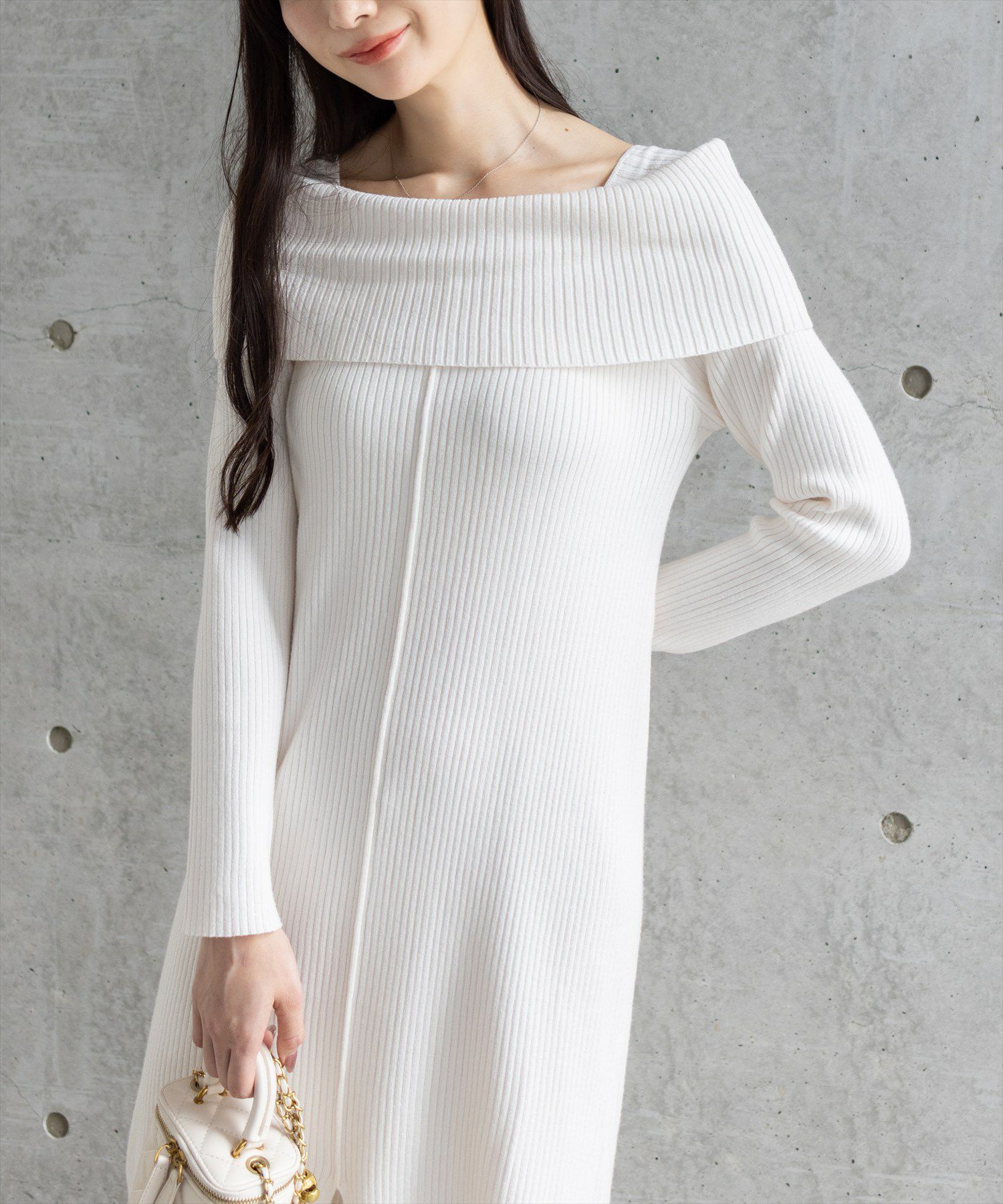 165cm/アイボリー着用