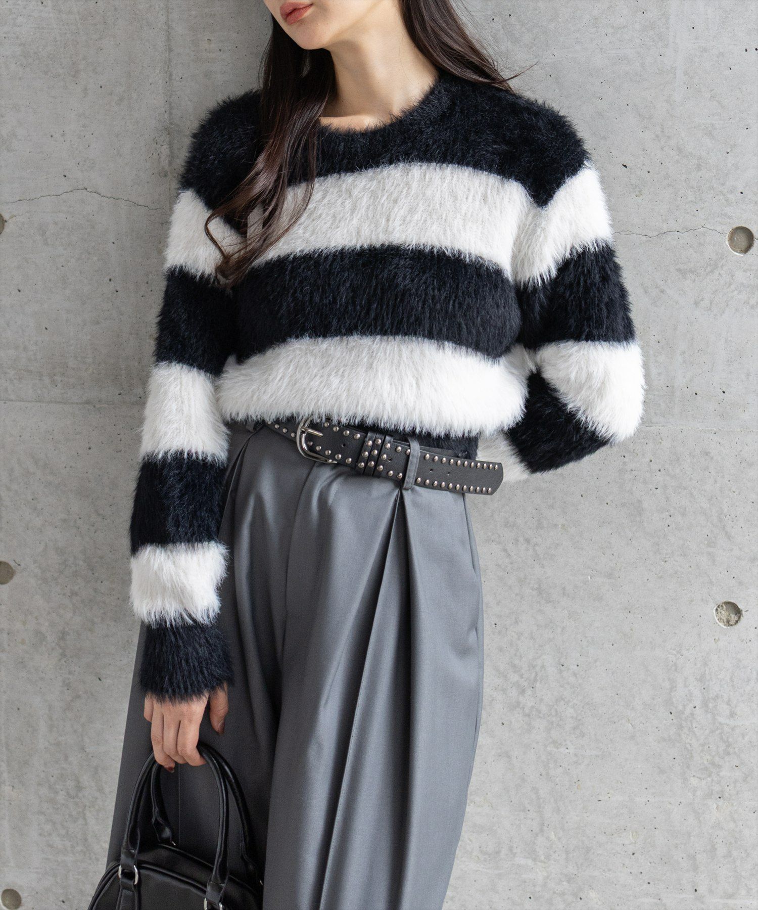 【ちゃみ】CLANE ニットトップス　グレー 新品未使用 CLANE - ビッグケーブル オーバーニット トップス - BIG CABLE OVER