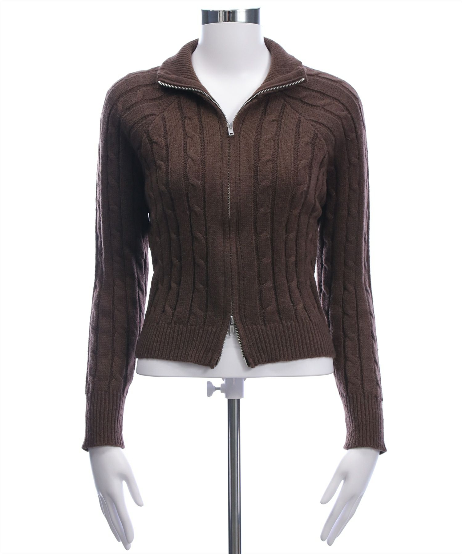 clear≪AW新作≫ダブルジップケーブルハイネックニットトップス[CL9158