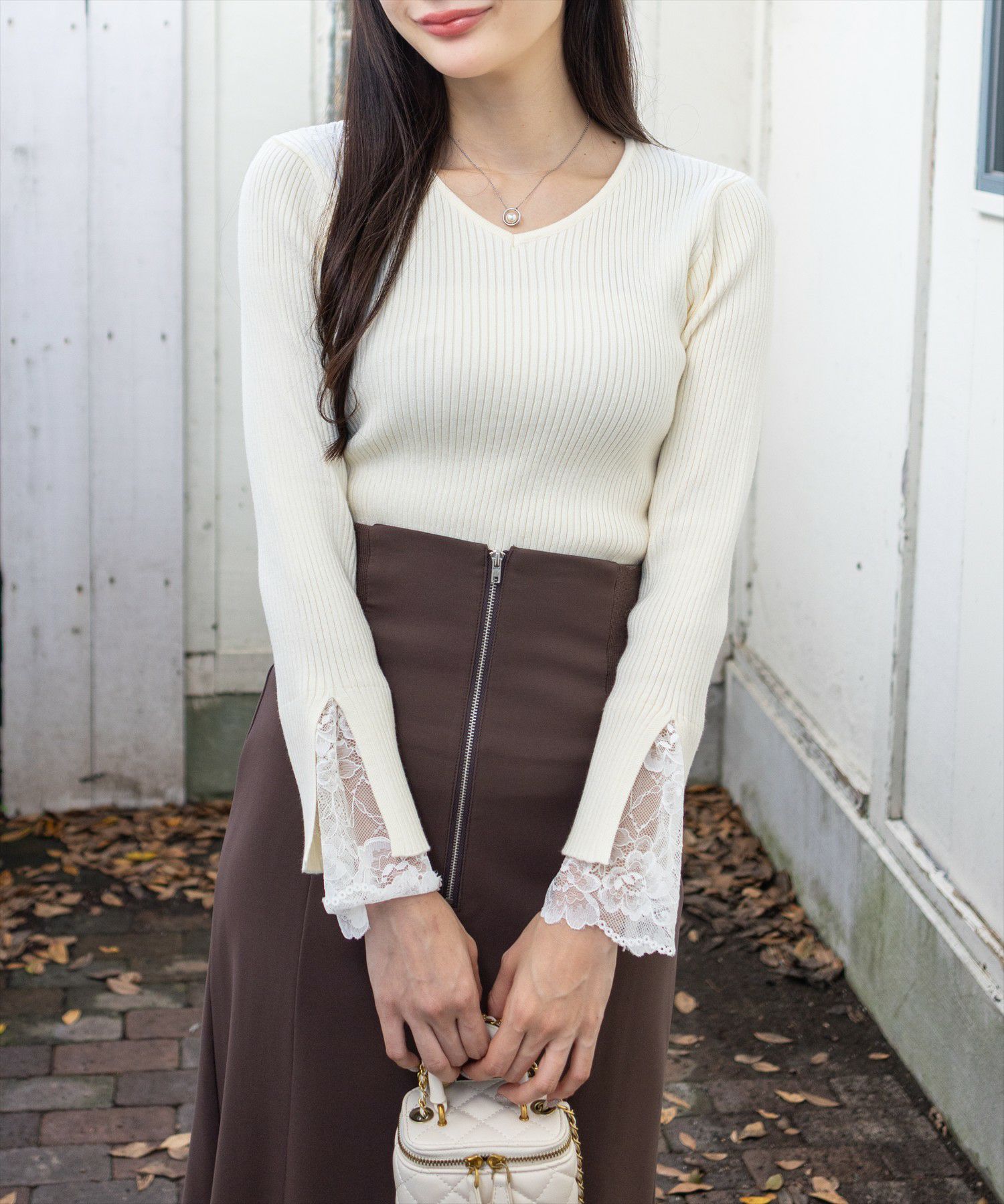 CLEAR BASIC≪新色追加≫袖口レースニットトップス[CL9496