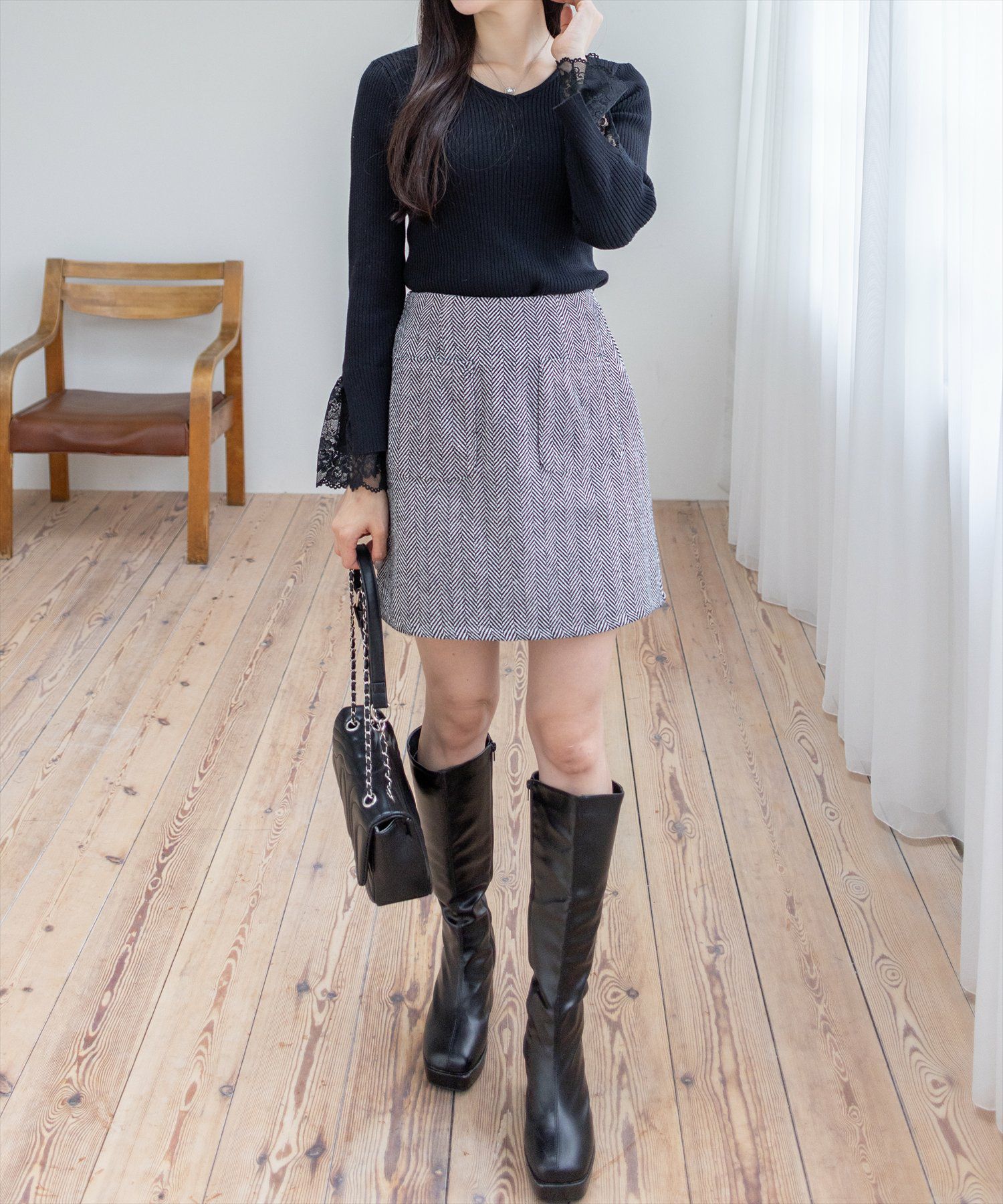 165cm/ブラック着用