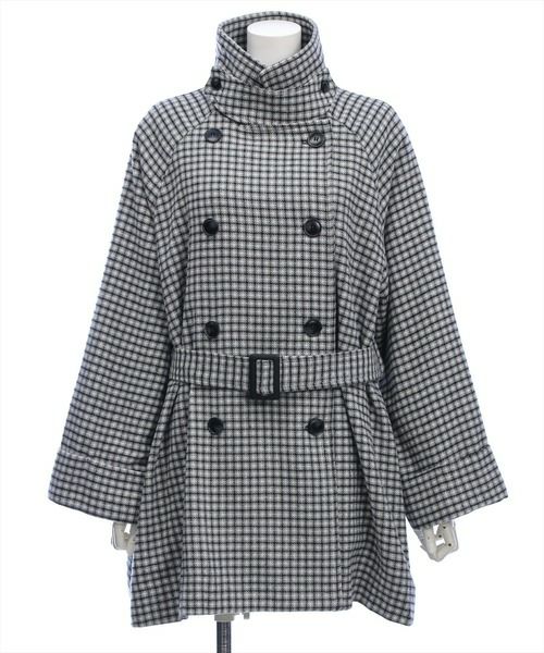 clear≪AW新作≫スタンドカラーダブルミドルチェックコート[CL9081
