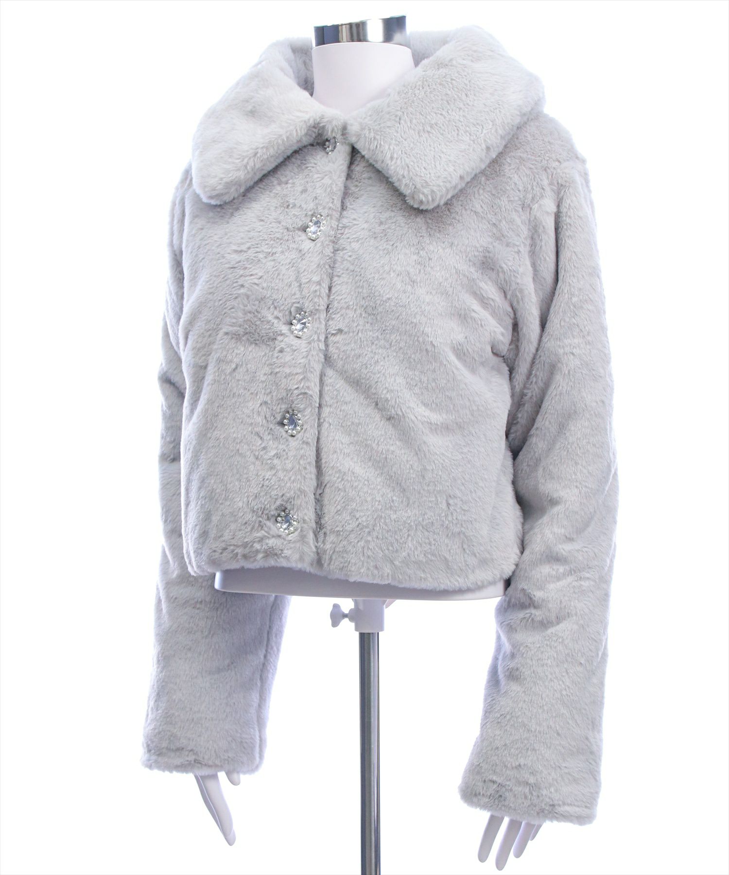 Off-White ファーコート ホワイト OFF-WHITE マルチカラーフェイクファーコート