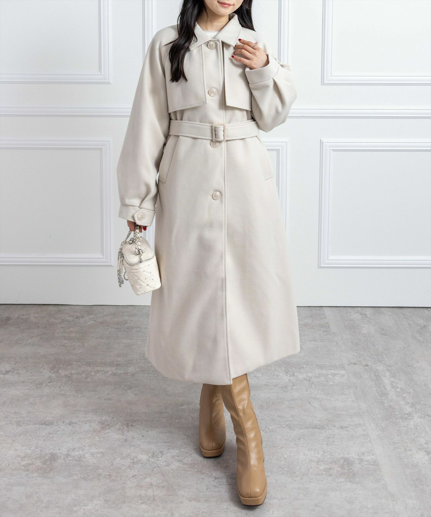 162cm/アイボリー着用