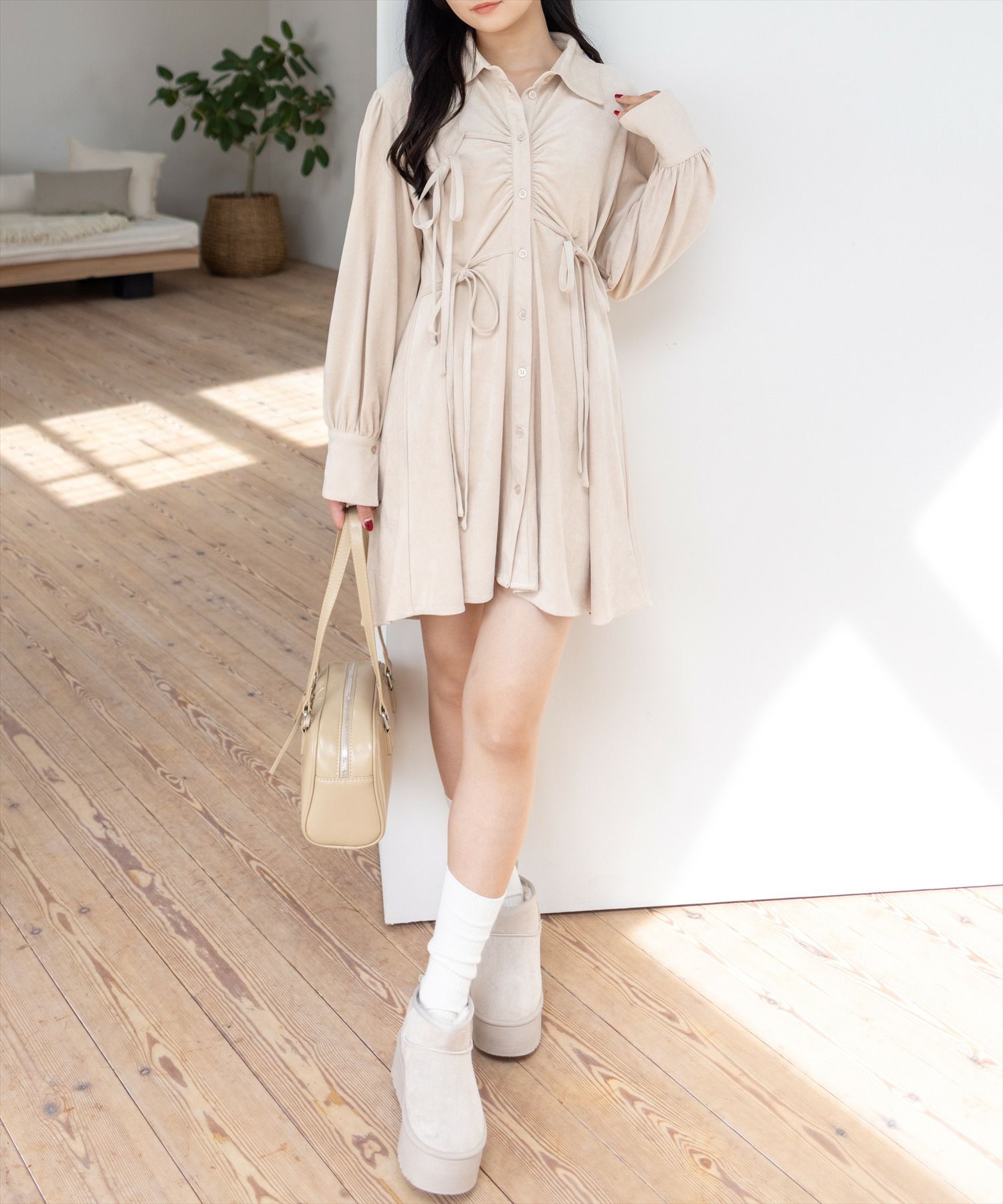 162cm/アイボリー着用