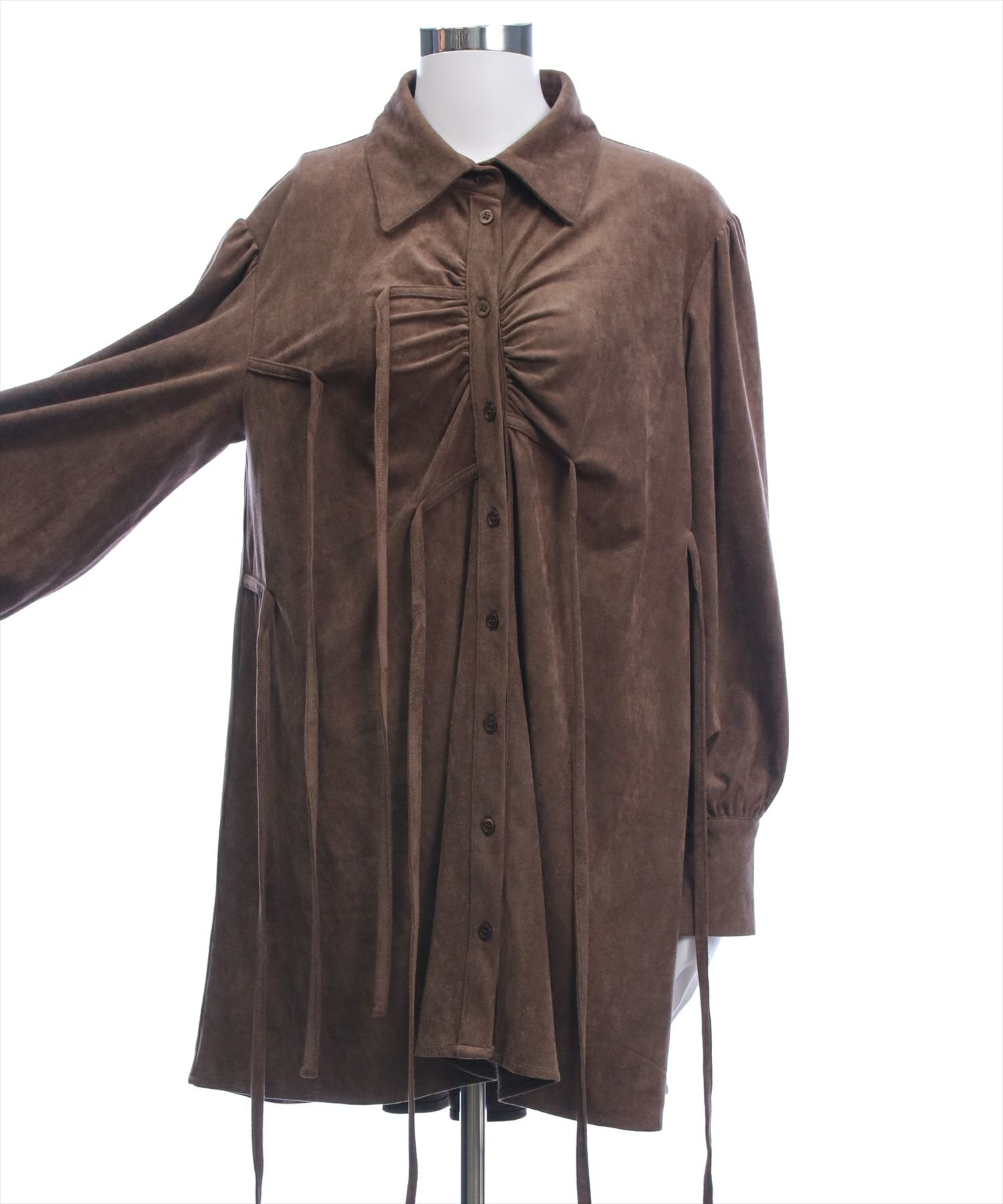 clear フェイクスエードリボンシャツワンピース[CL9523] | レディース