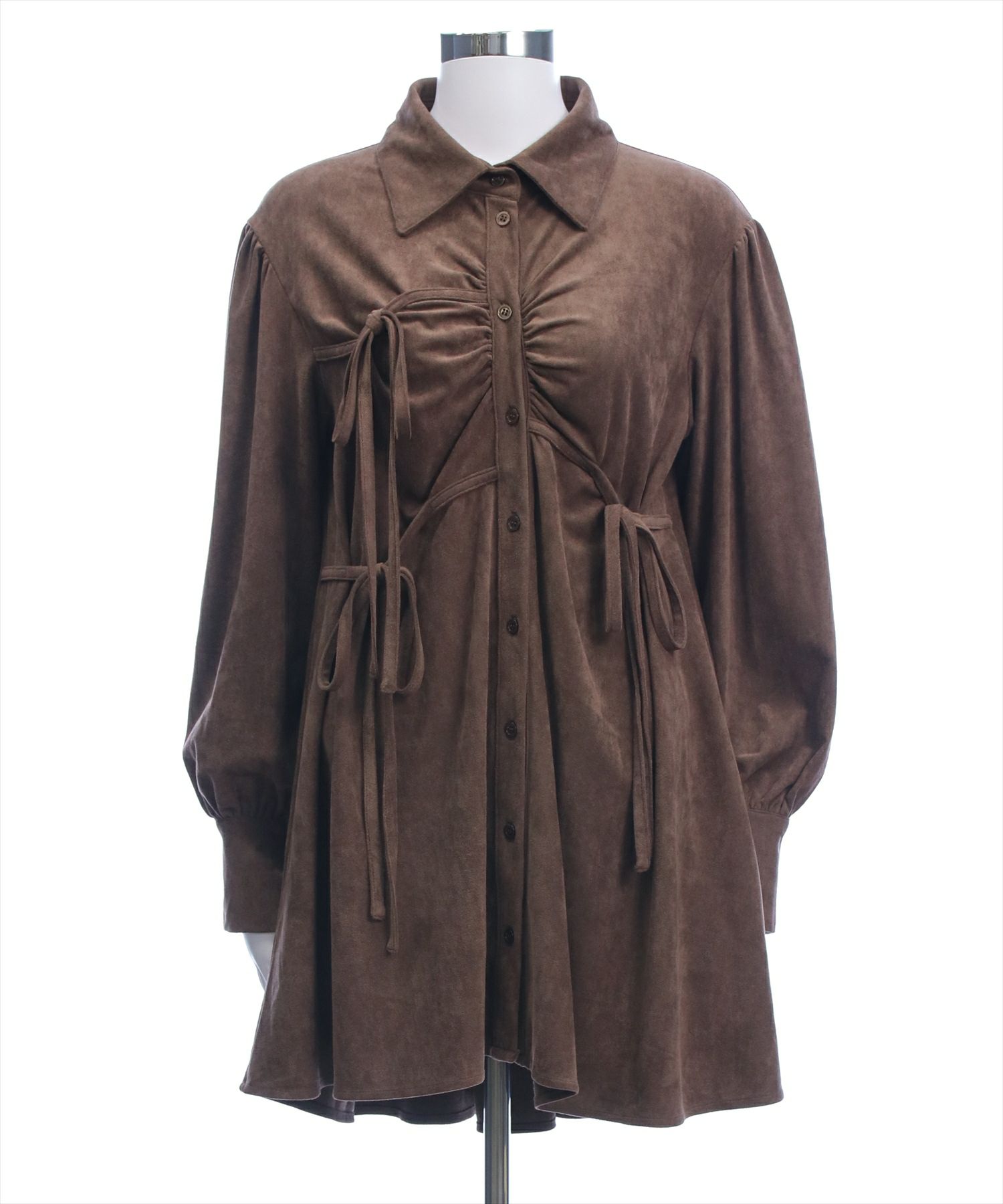 clear フェイクスエードリボンシャツワンピース[CL9523] | レディース