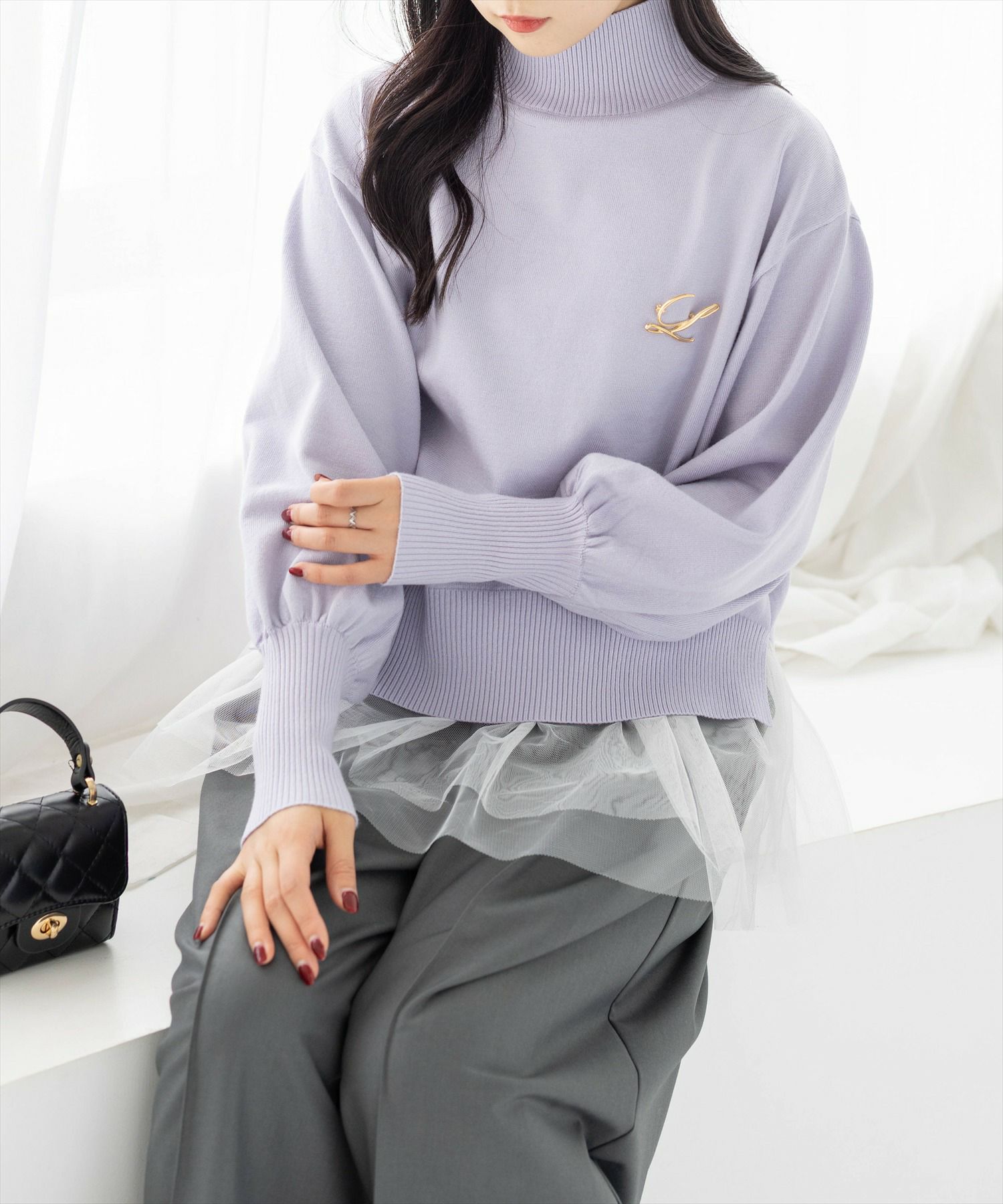 CLEAR BASIC レースフリルニットトップス[CL9487] | レディース