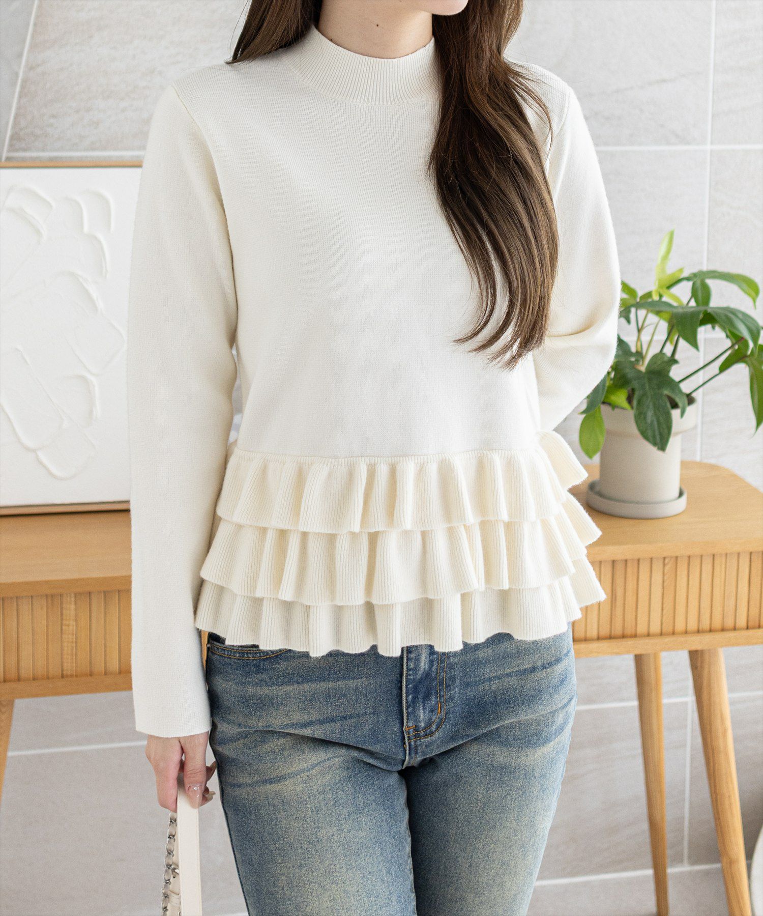 CLEAR BASIC≪AW新作≫裾フリルニットトップス[CL9495] | レディース