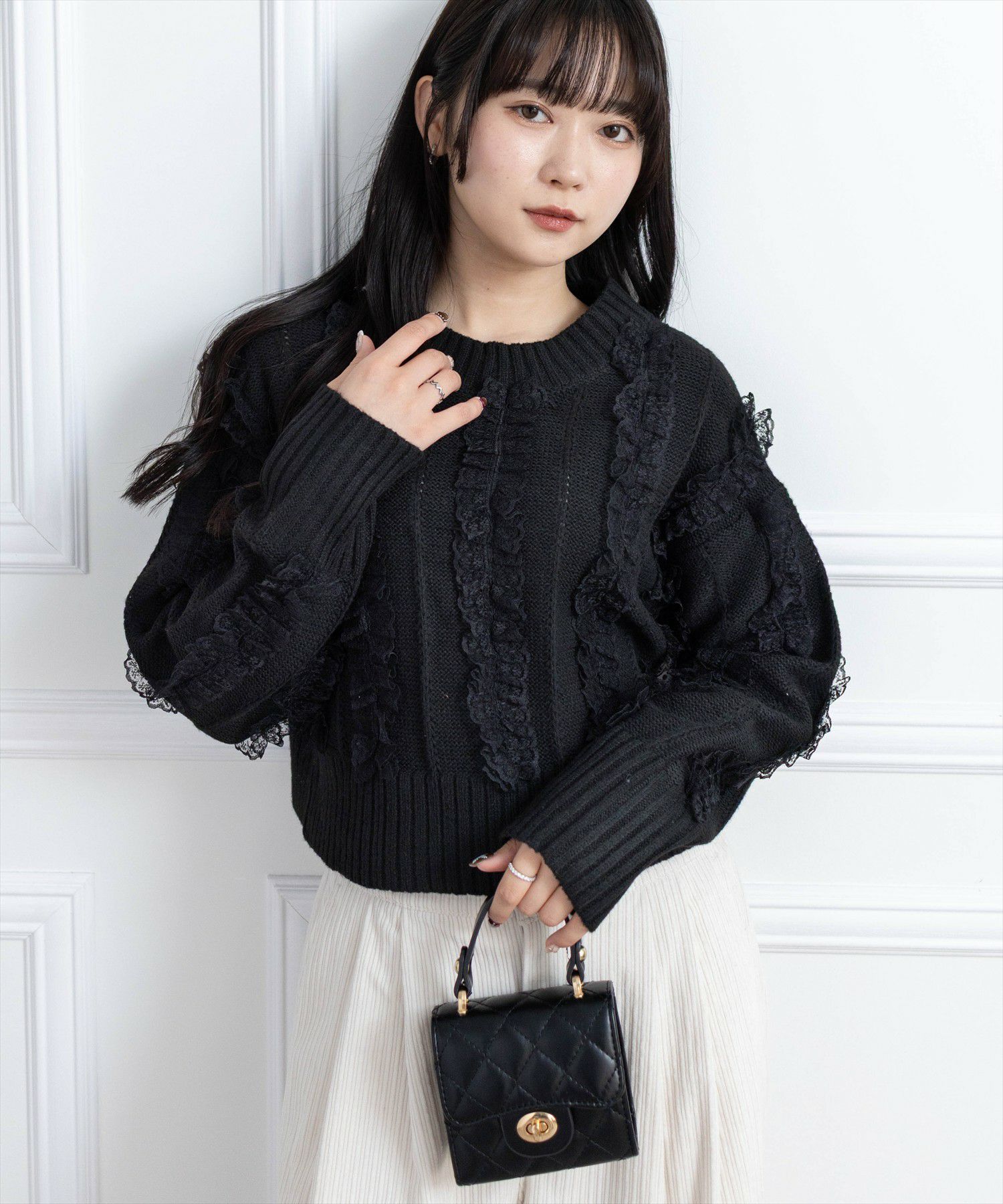 CLEAR BASIC≪AW新作≫レースフリルニットトップス[CL9487