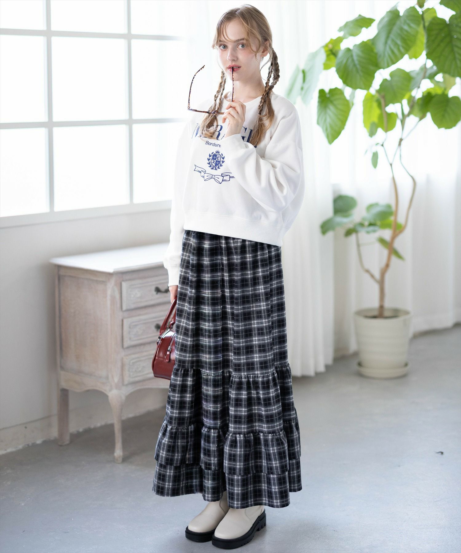 CLEAR BASIC≪再入荷≫チェックティアードロングスカート[CL9506