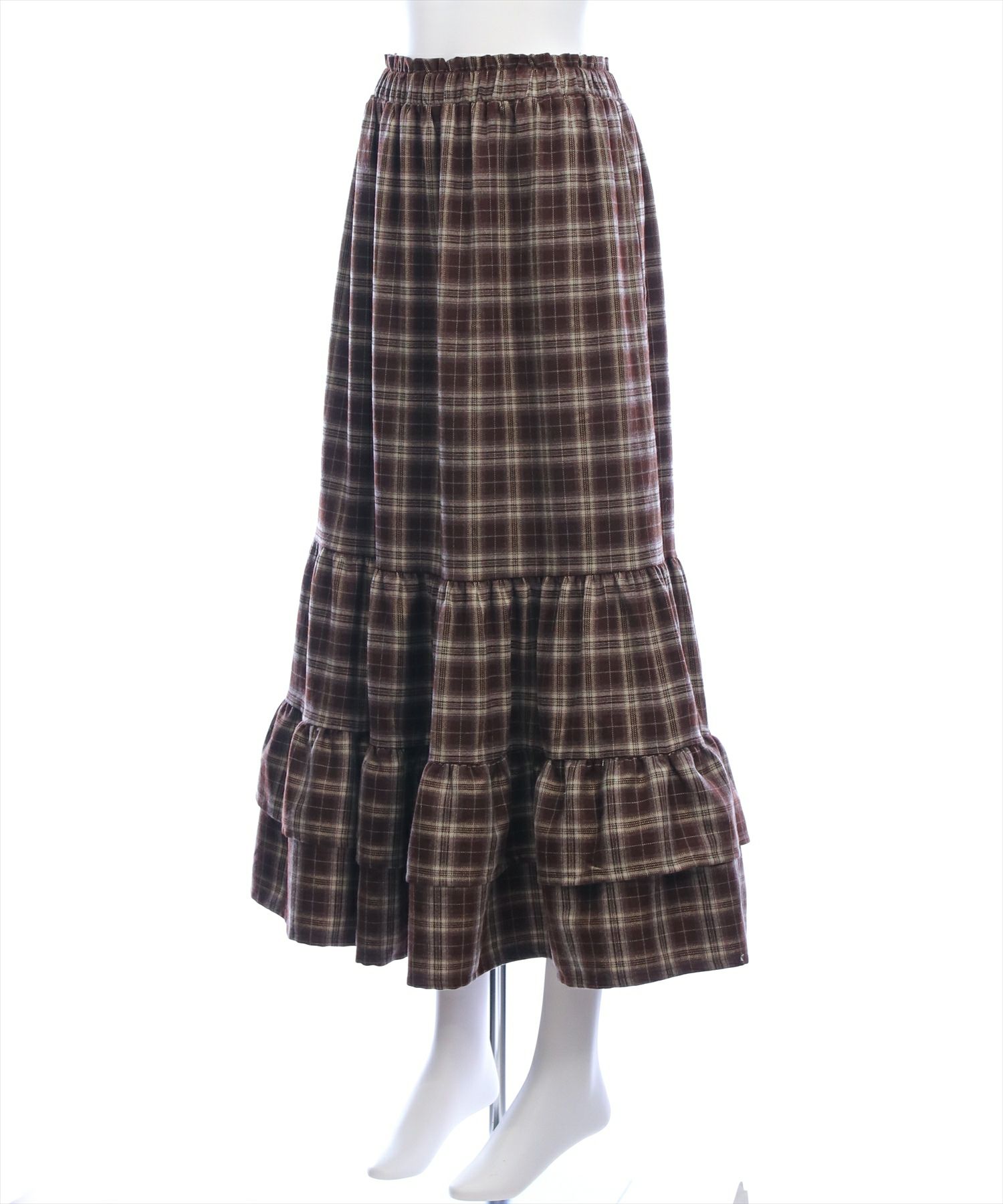 CLEAR BASIC≪AW新作≫チェックティアードロングスカート[CL9506