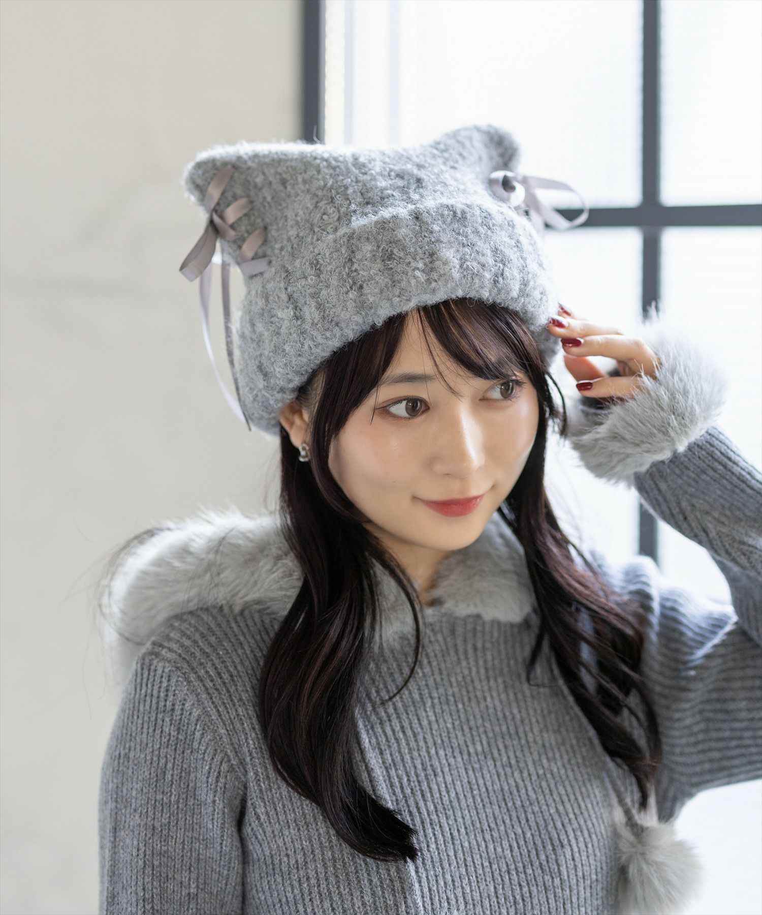 clear≪AW新作≫猫耳リボンニット帽[ZA0048] | レディースファッション