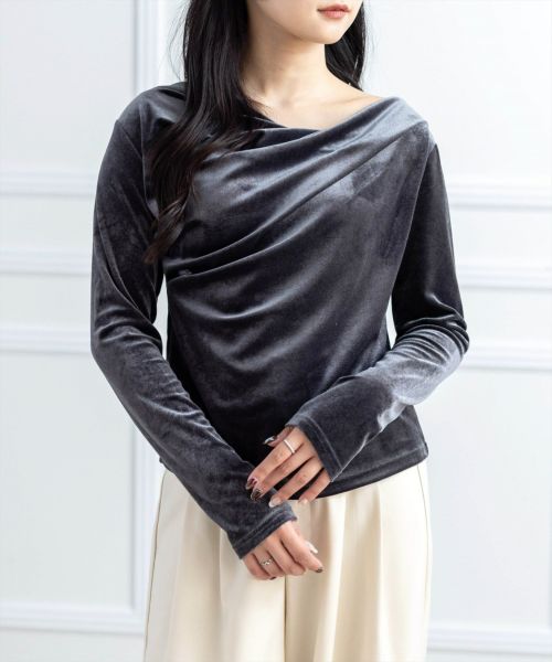 CLEAR BASIC≪AW新作≫ベロアドレープトップス[CL9531] | レディース