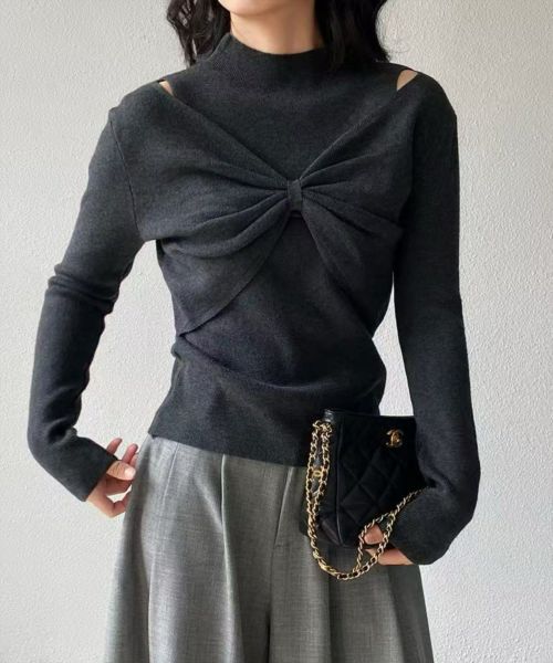 STAY MOTION≪WEB限定/AW新作≫フロントリボンハイネックニット