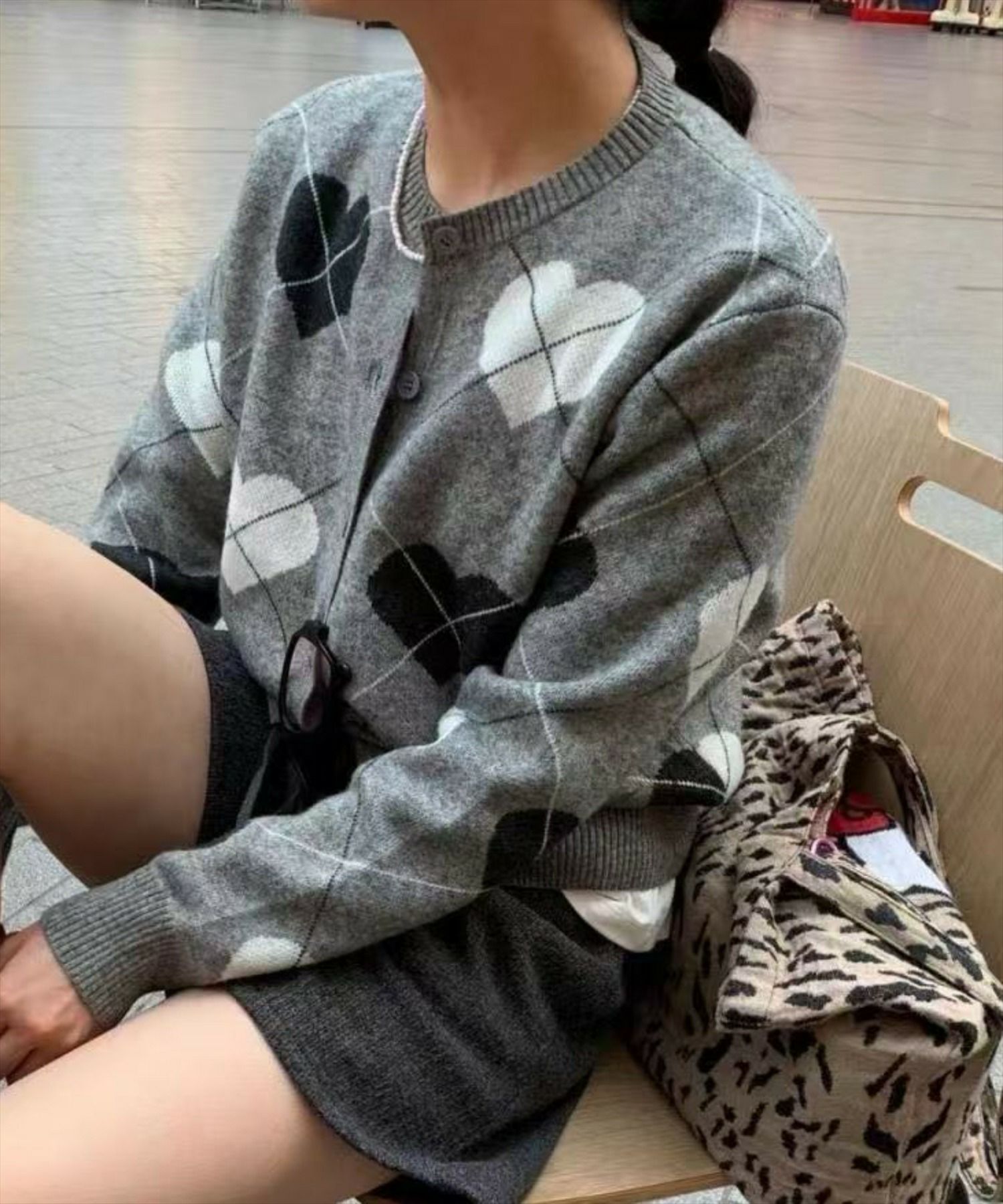 STAY MOTION ハート柄ニットカーディガン clear