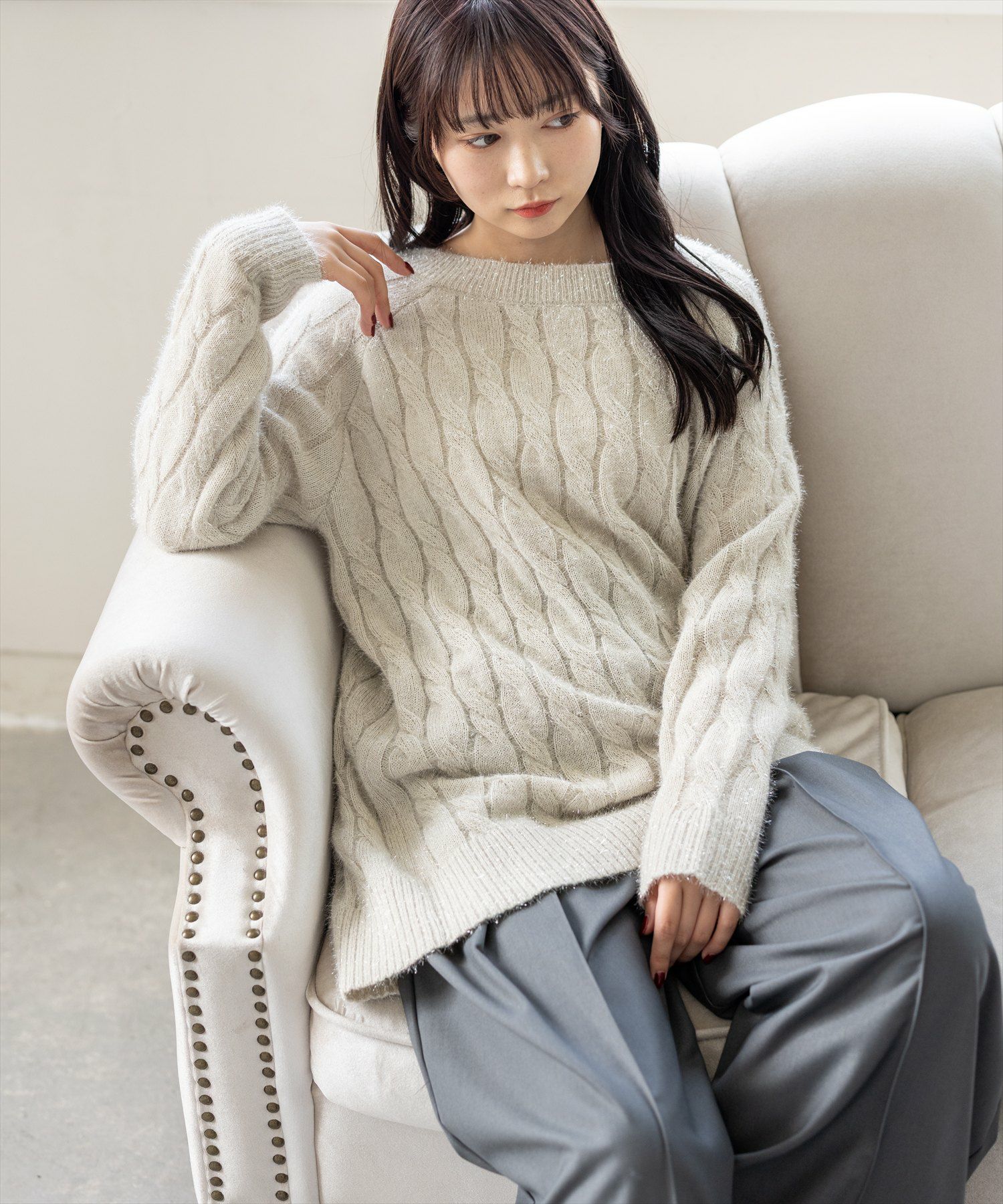 CLEAR BASIC≪AW新作≫レースフリルニットトップス[CL9487