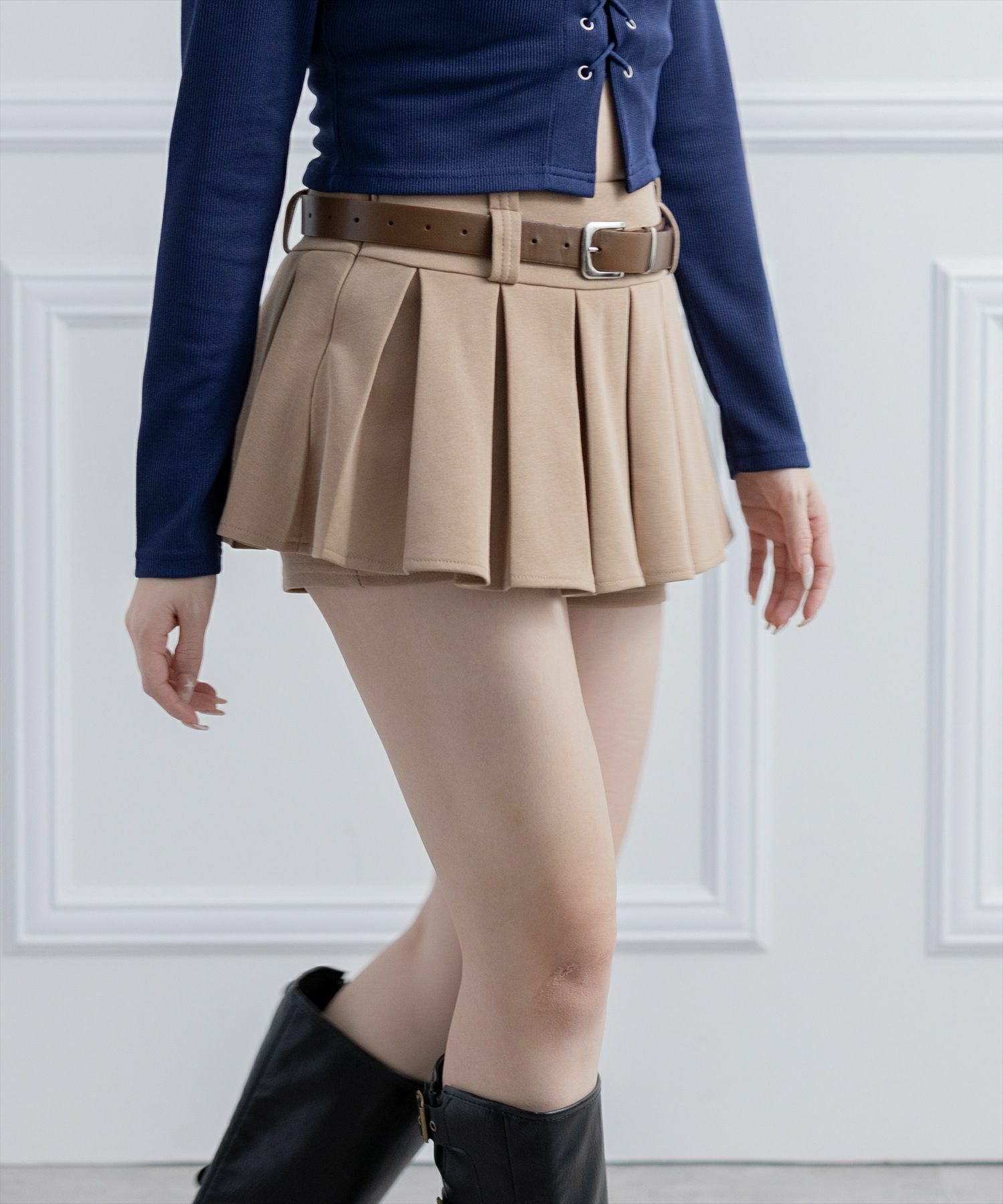 clear≪新色追加≫ベルト付きプリーツミニスカート[CL9679