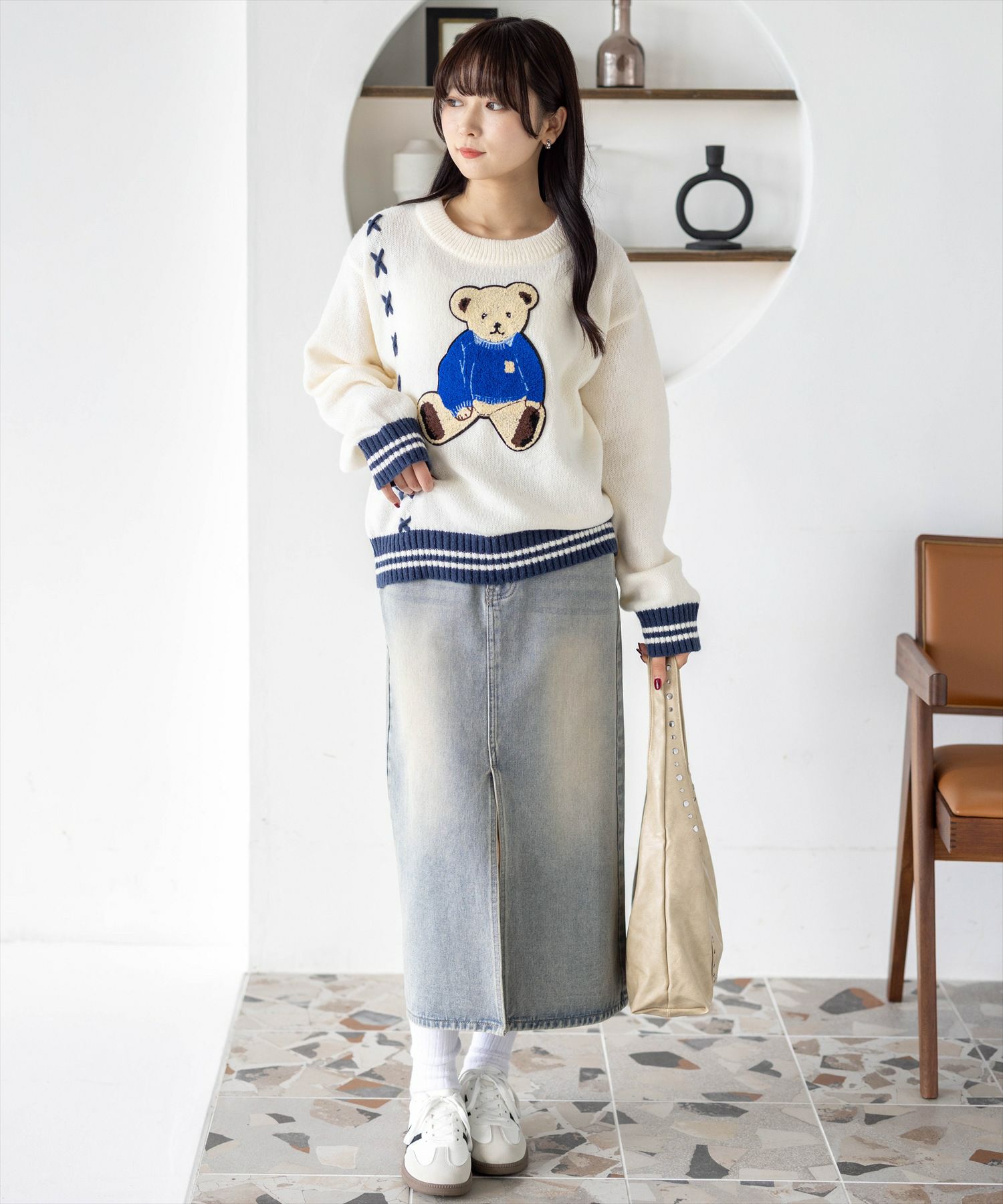 162cm/アイボリー着用
