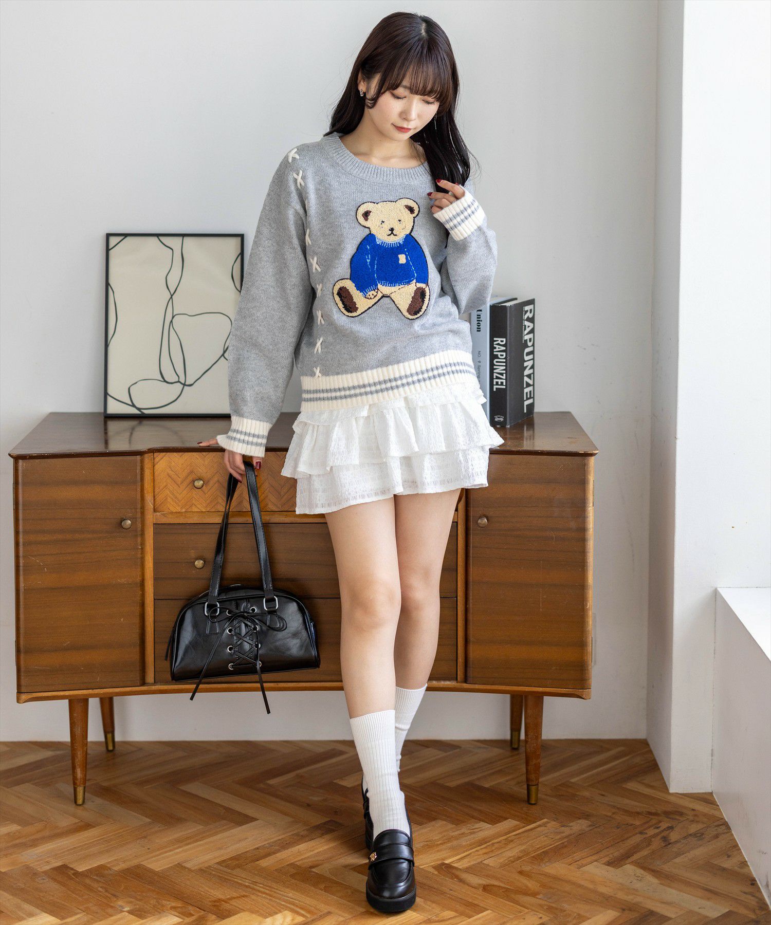 162cm/杢グレー着用