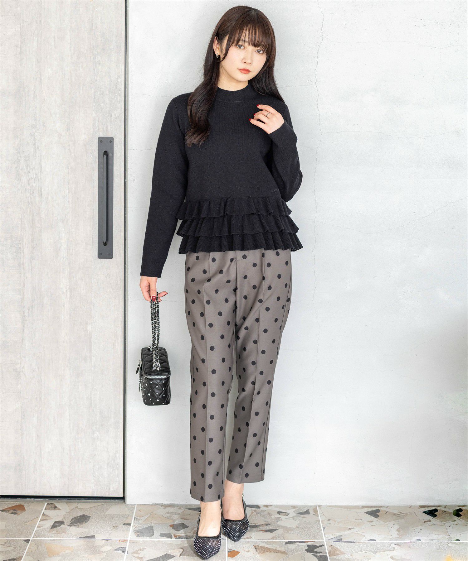 162cm/チャコールドット S着用