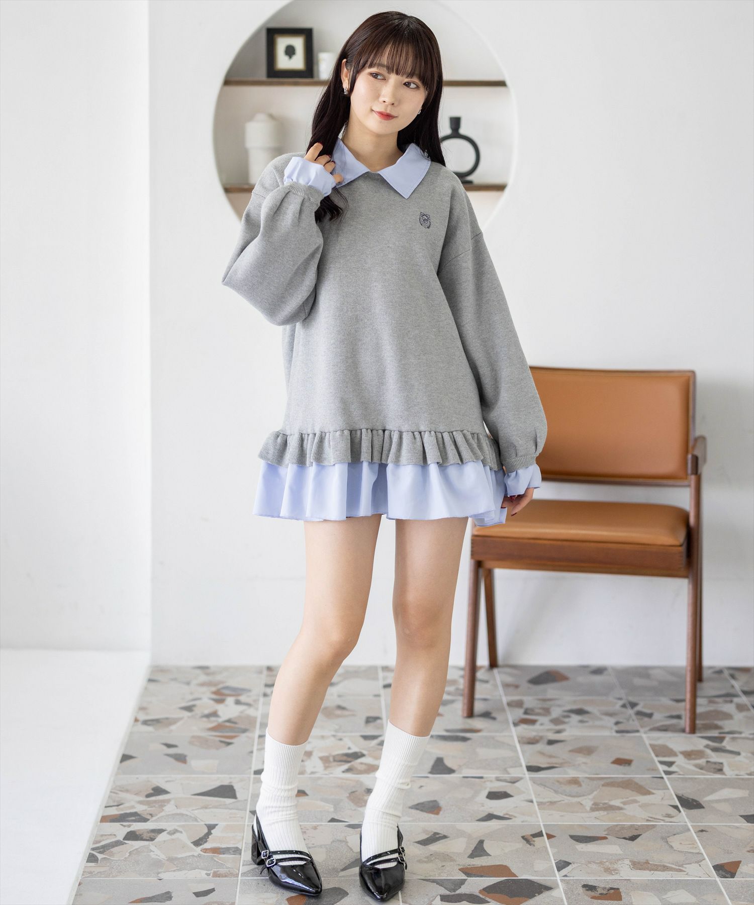 162cm/グレー着用