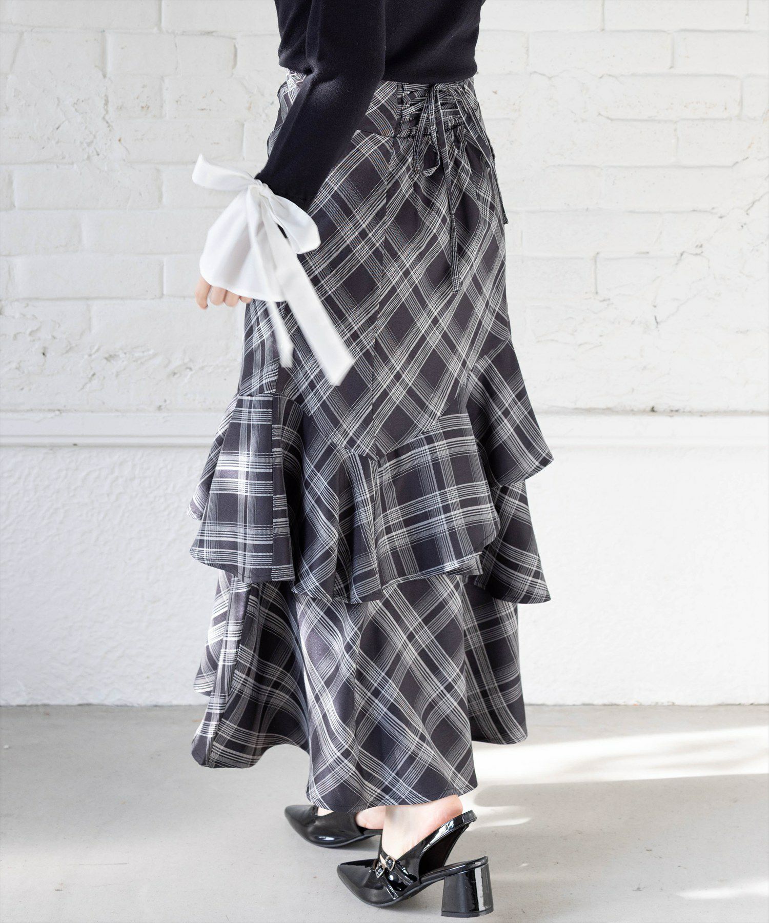 CLEAR BASIC アシンメトリーマーメイドスカート clear