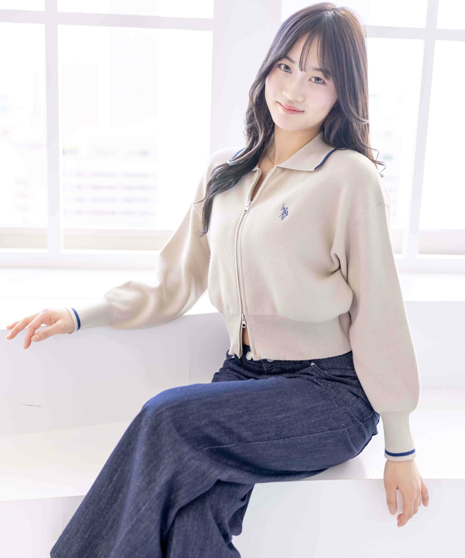 トップス Pedestal polo tee S clear≪新作≫U.S. POLO ASSN. ダブルジップニットトップス[CL9559