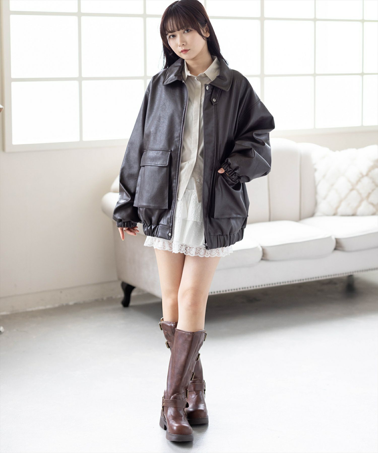 162cm/ブラウン着用