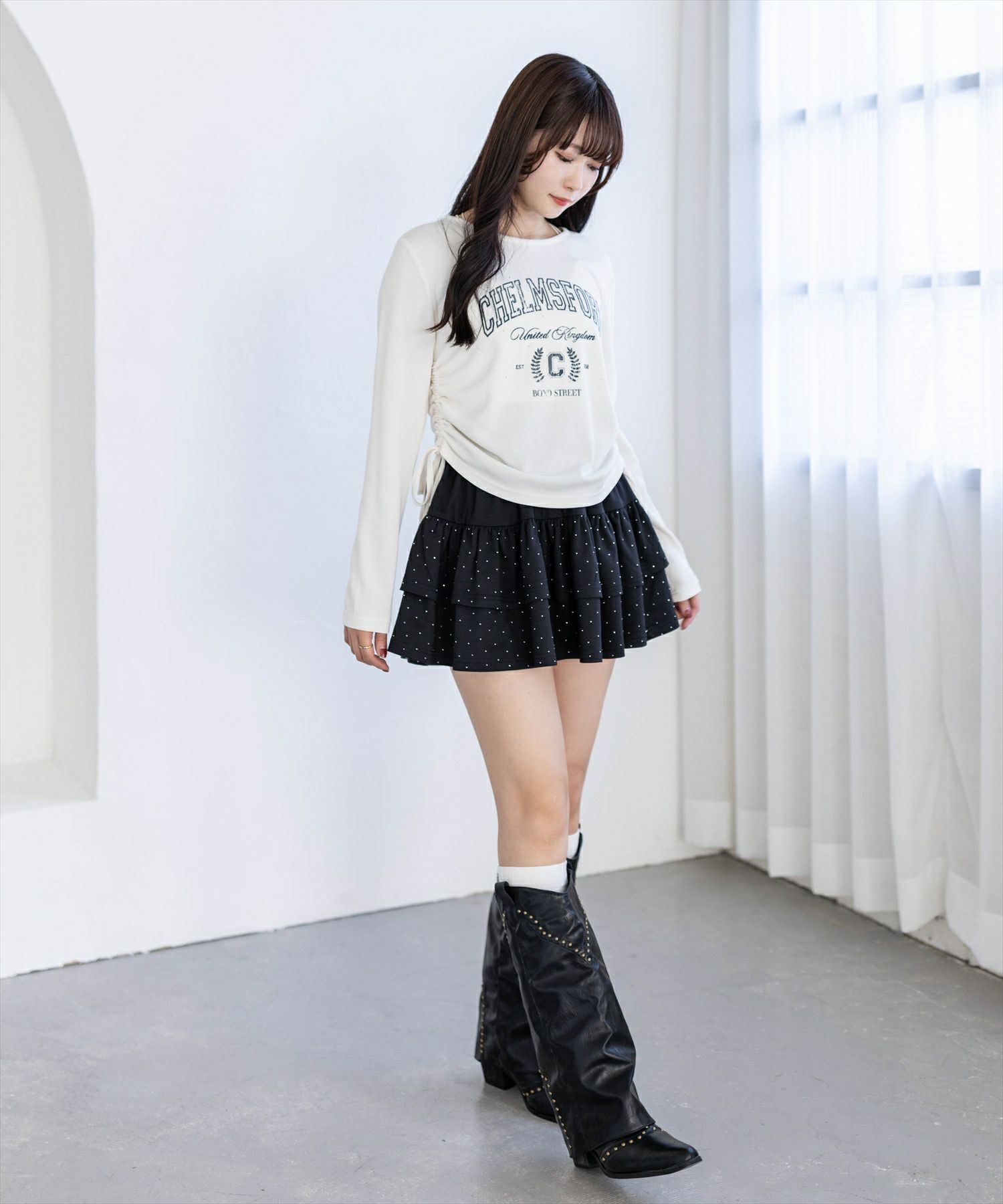 162cm/アイボリー着用