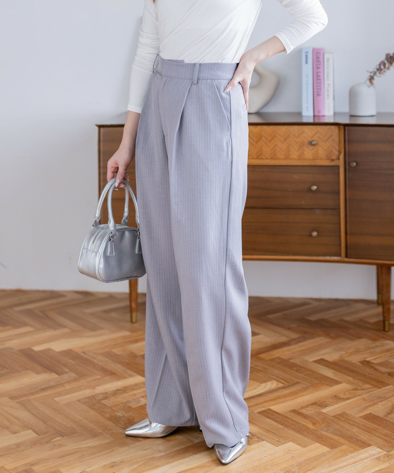 CLEAR BASIC ストライプワイドパンツ(セット可)[CL9641] | レディース