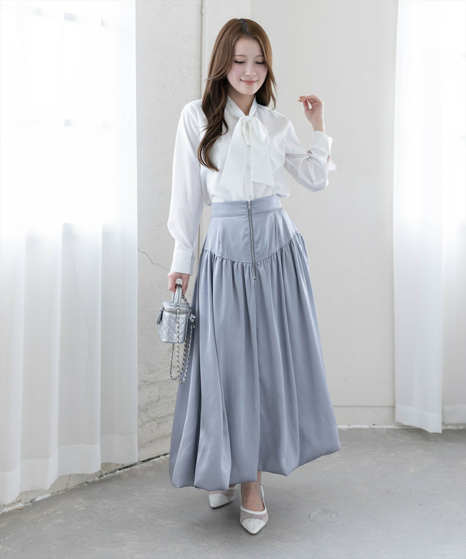 CLEAR BASIC≪新作≫フロントジップサテンバルーンスカート[CL9663