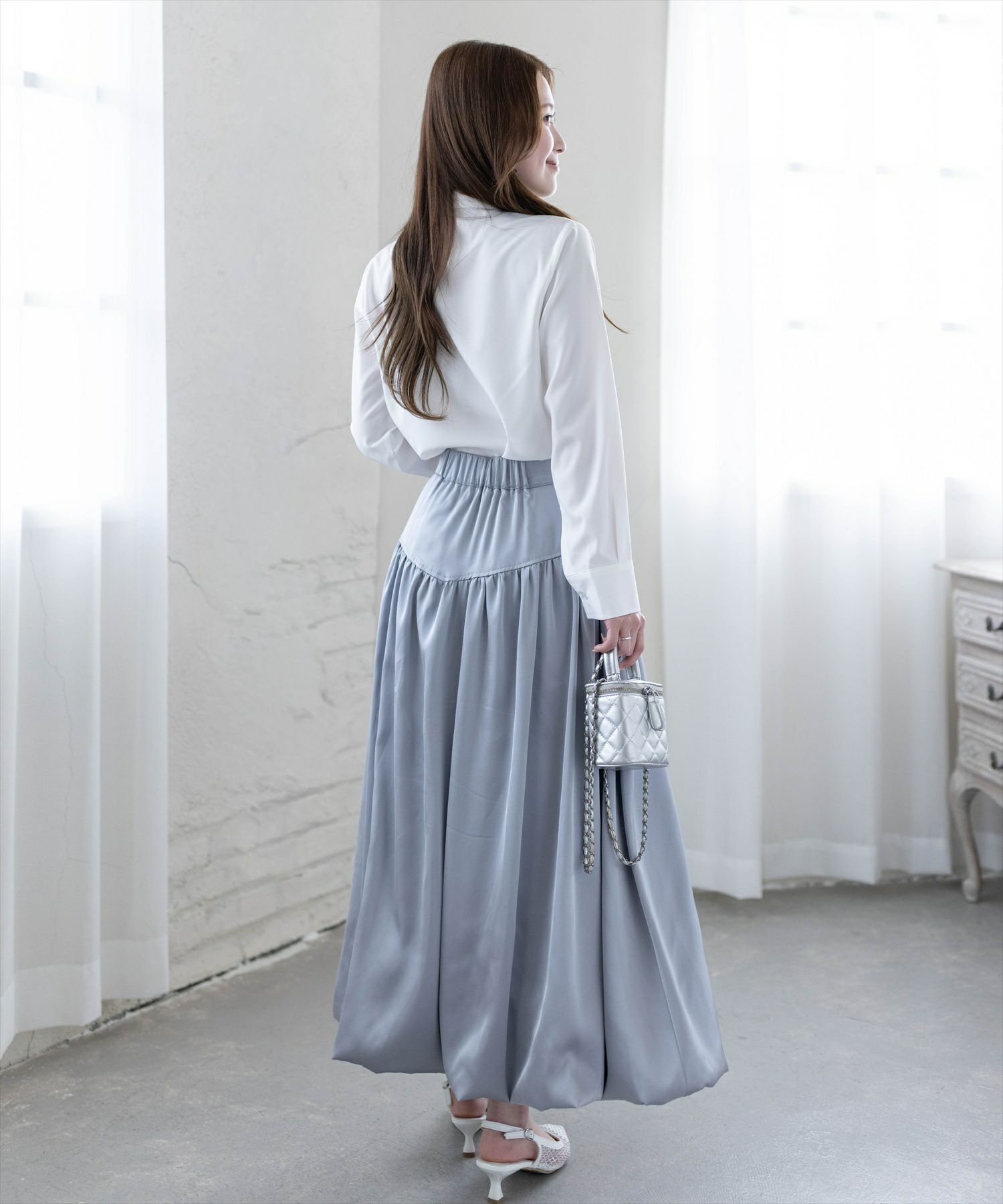CLEAR BASIC≪新作≫フロントジップサテンバルーンスカート[CL9663